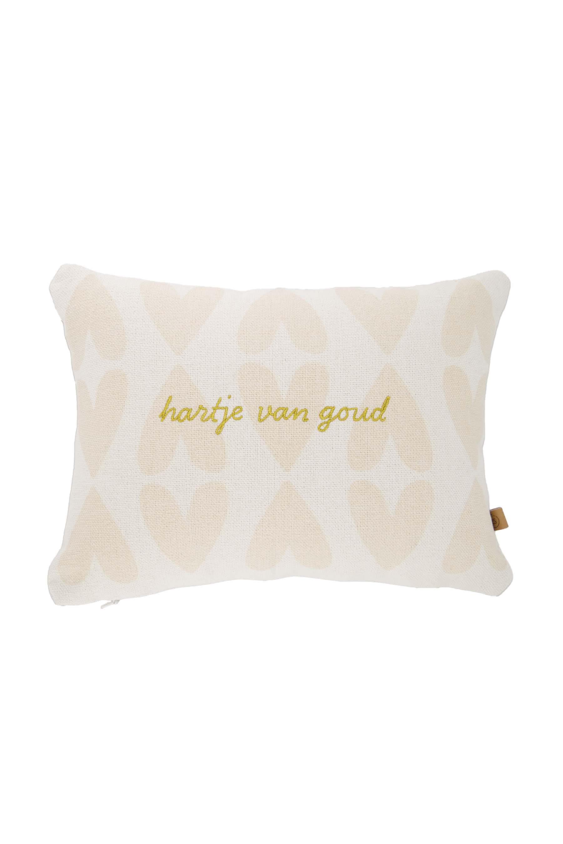 Zusss | Kussen hartje van goud 35x25cm