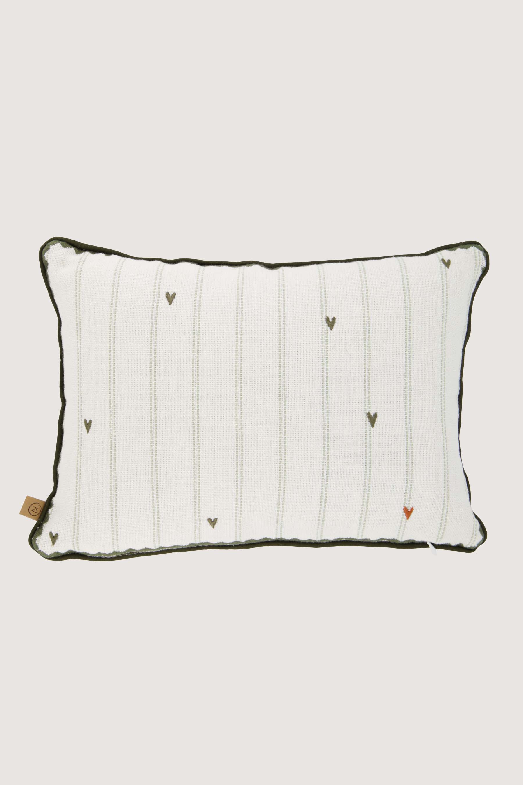 Zusss | Kussen you are the sun hartjes 35x25cm off white / groen