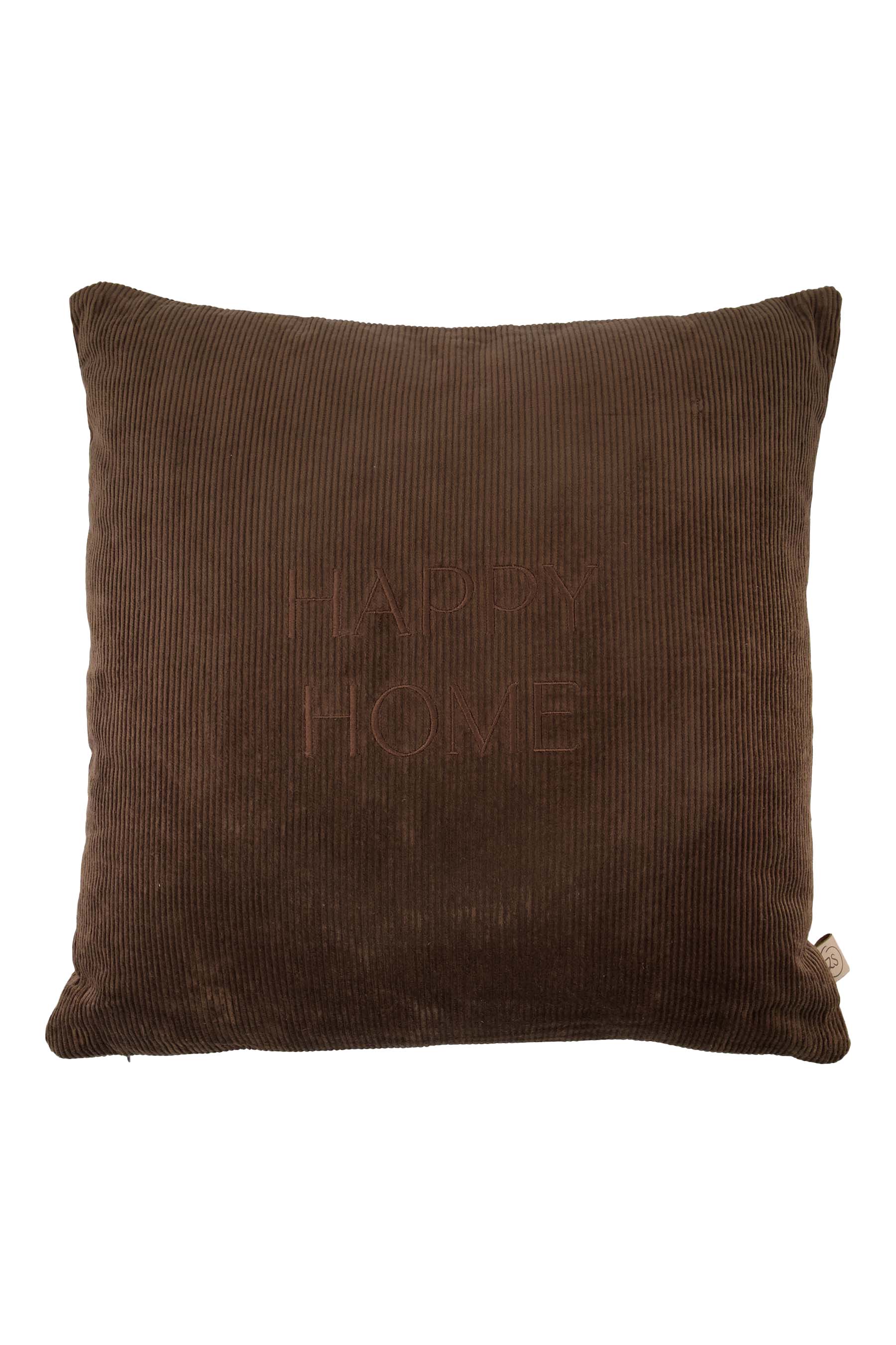 Zusss | Cushion happy home 45x45cm dark brown