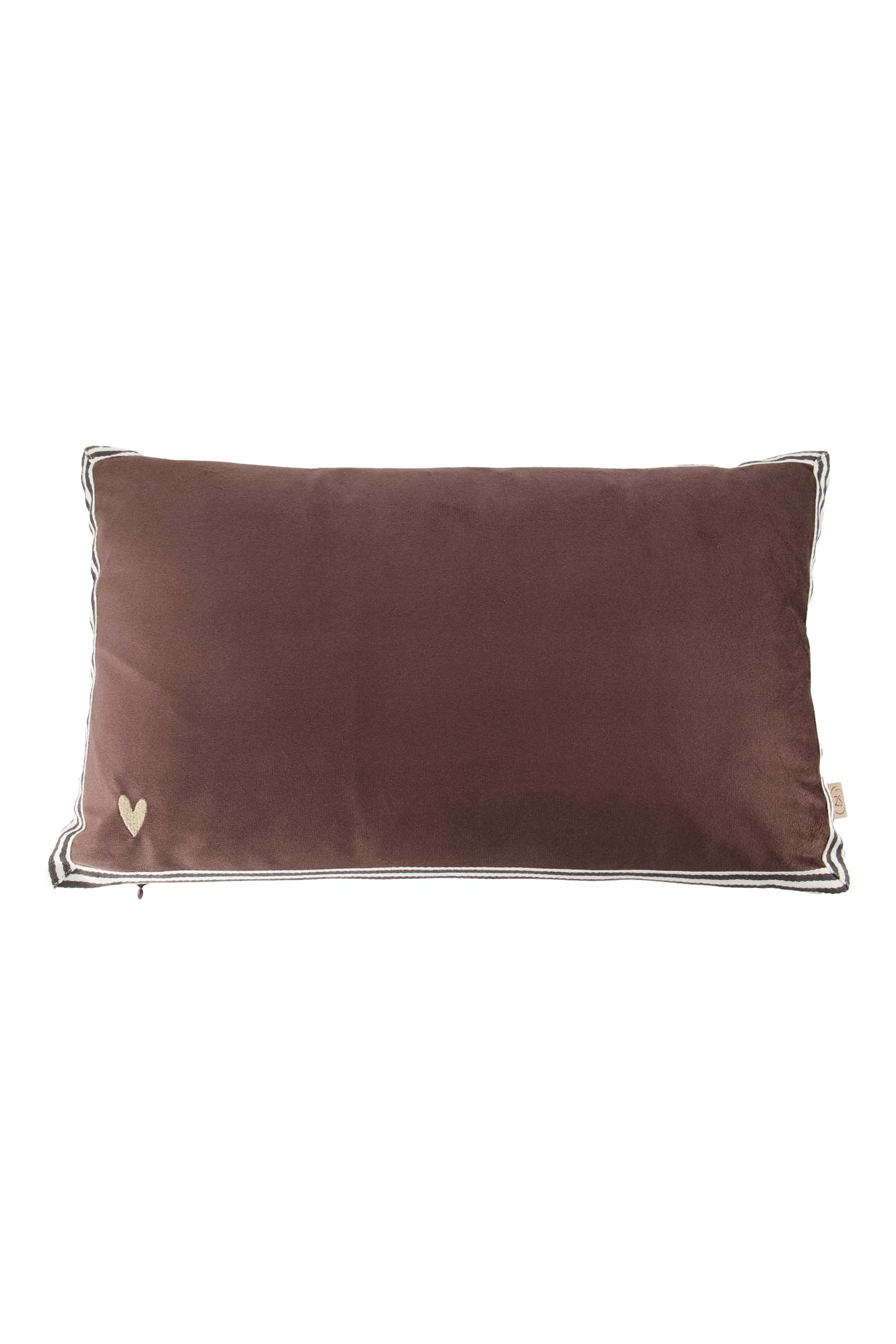 Zusss | Cushion velvet heart 30x50cm dark brown
