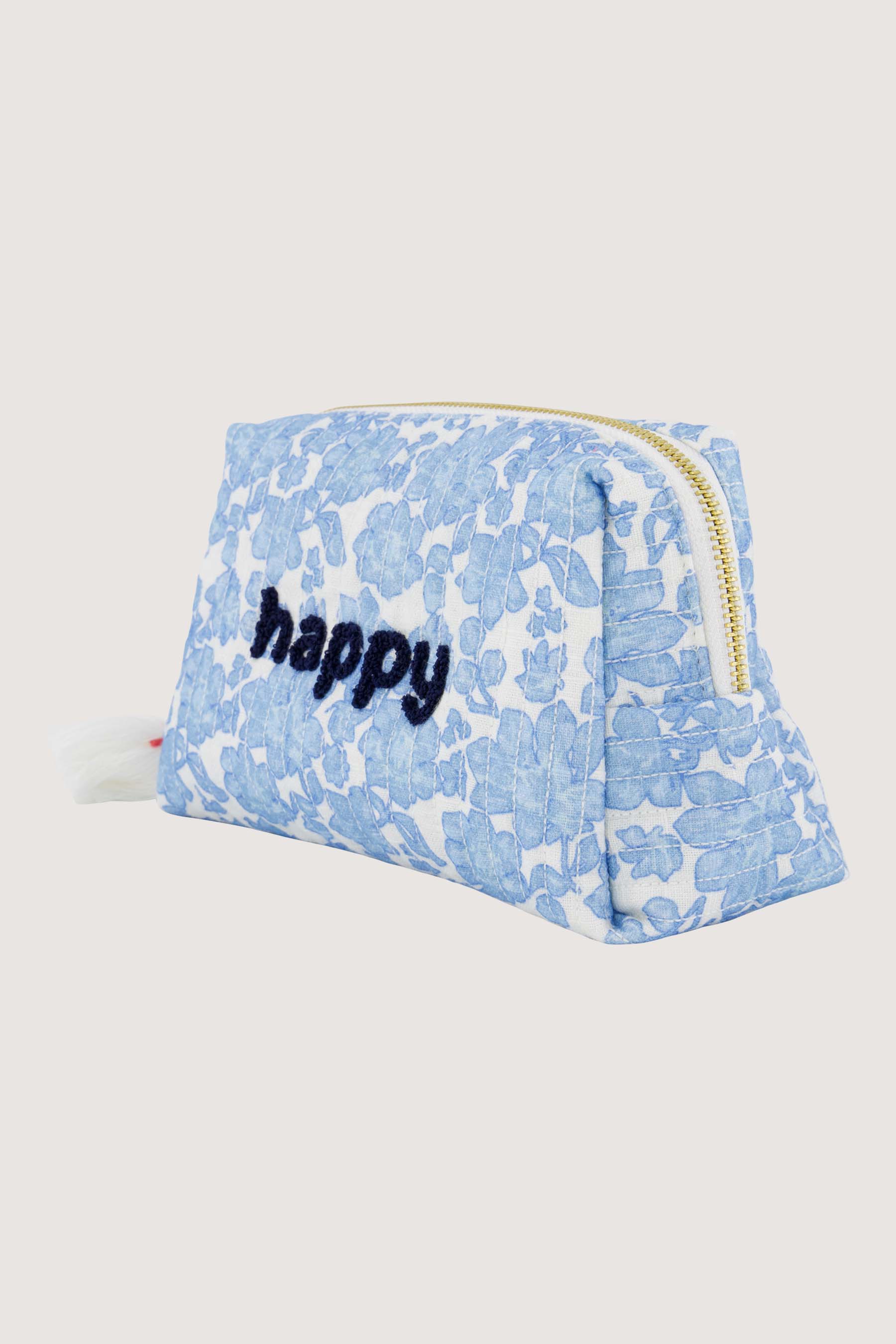 Zusss | Toilettas bloemen happy lichtblauw / wit