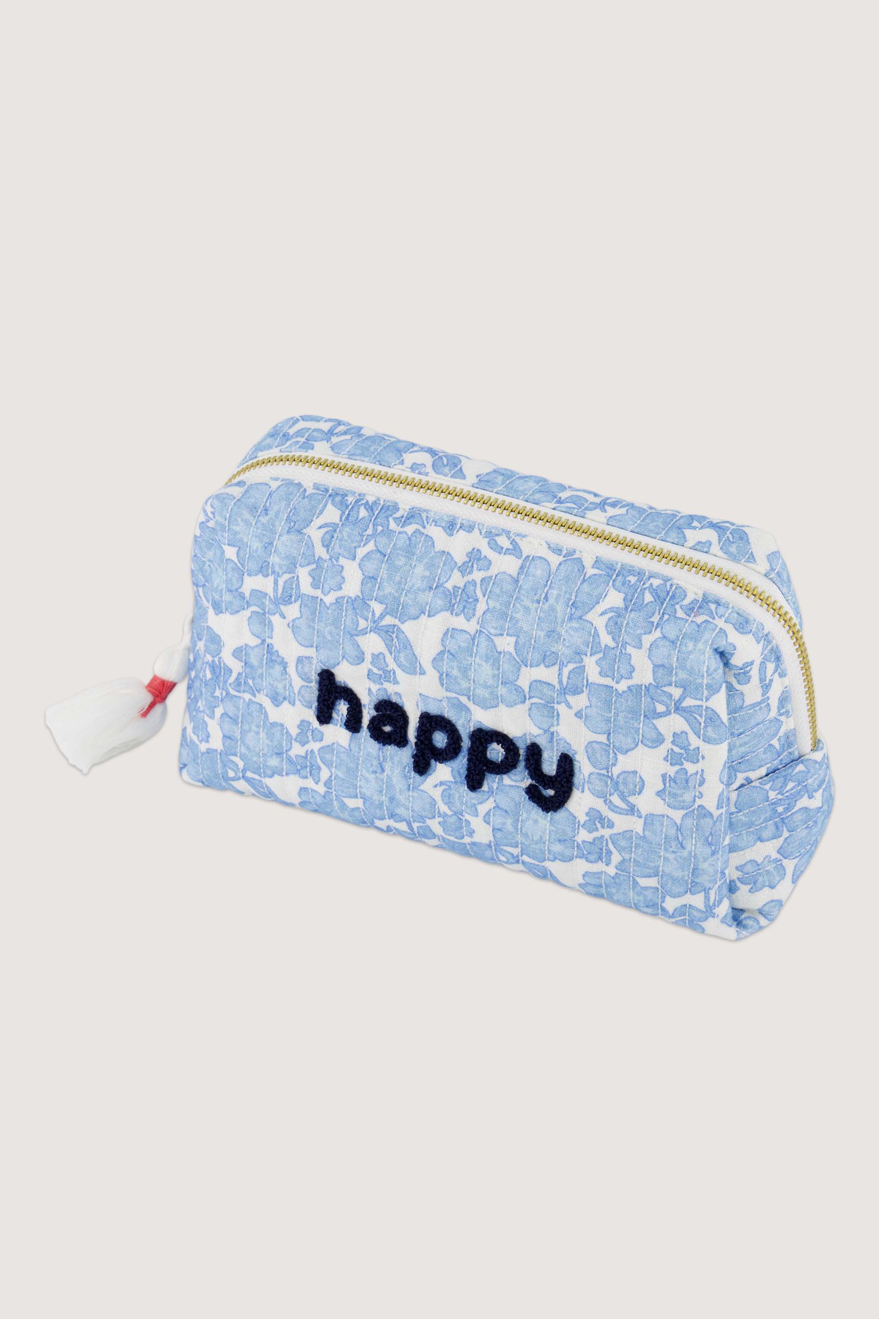Zusss | Toilettas bloemen happy lichtblauw / wit