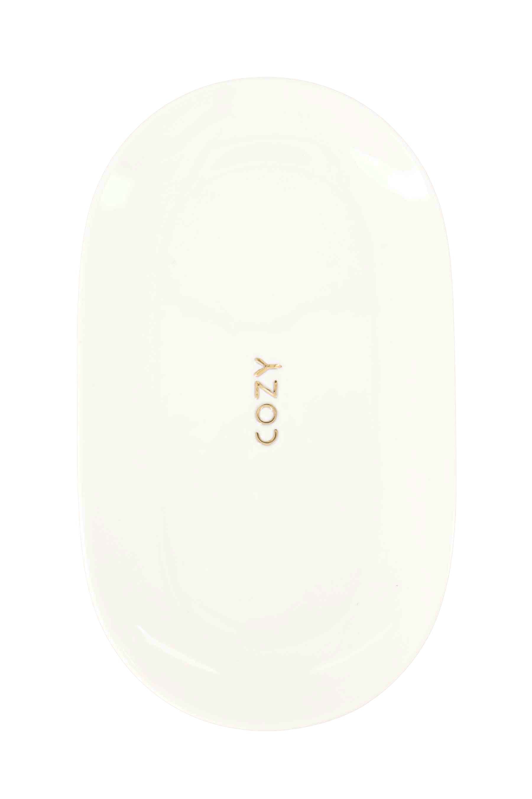 Zusss | Serving plate cozy white / gold