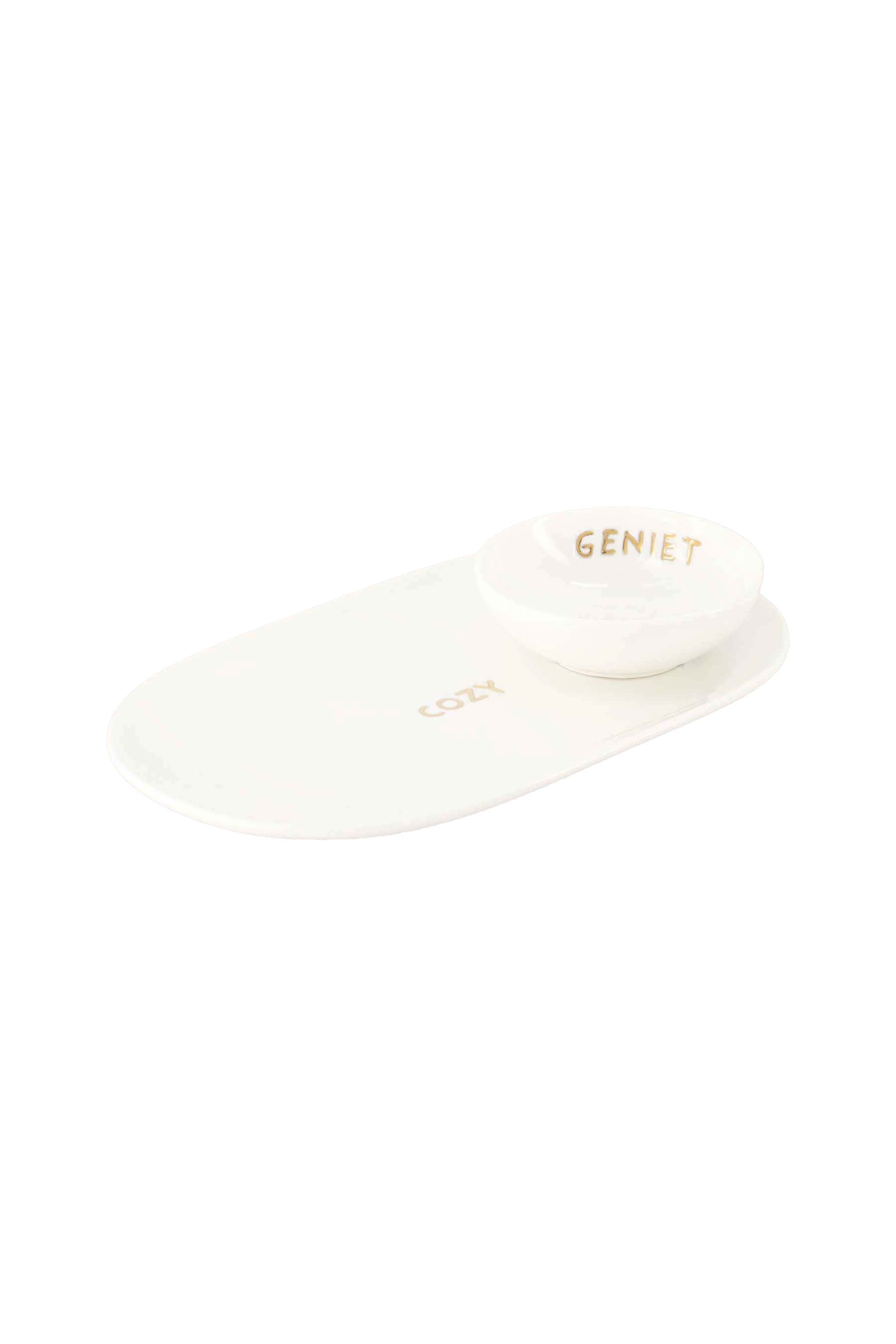 Zusss | Serving plate cozy white / gold