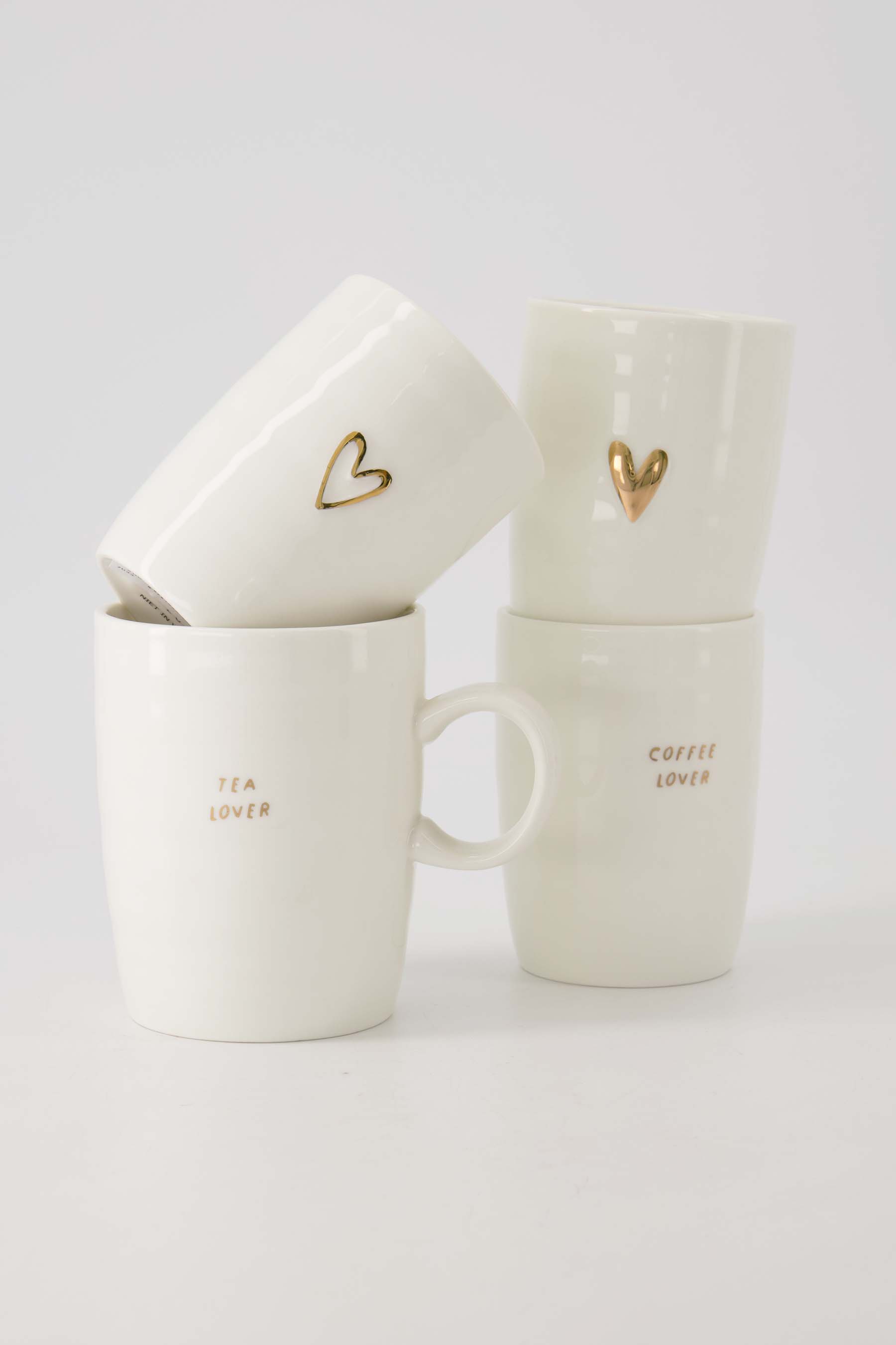 Zusss | Coffee mug line heart white / gold white / gold