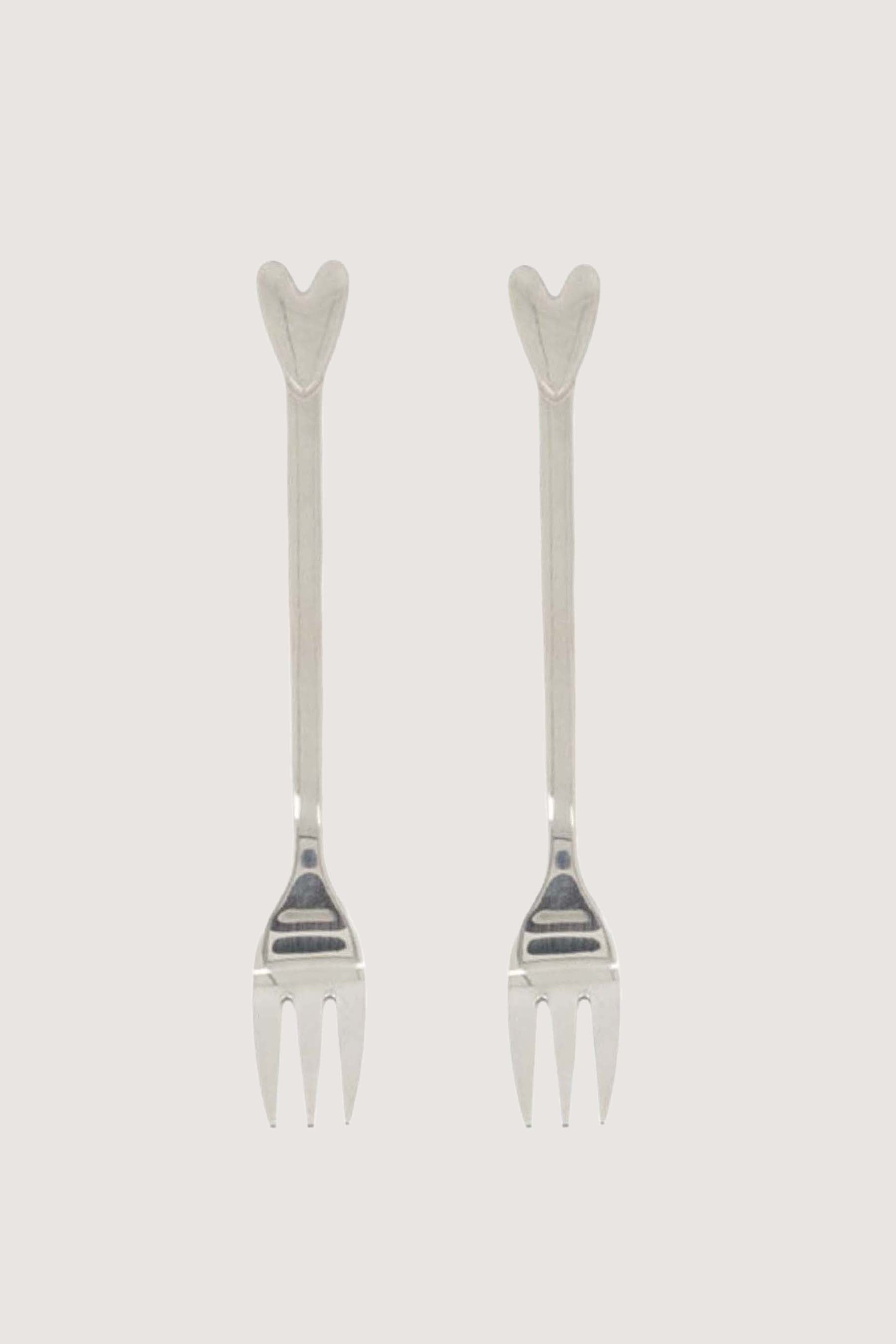 Zusss | Cake forks heart set of 2 silver