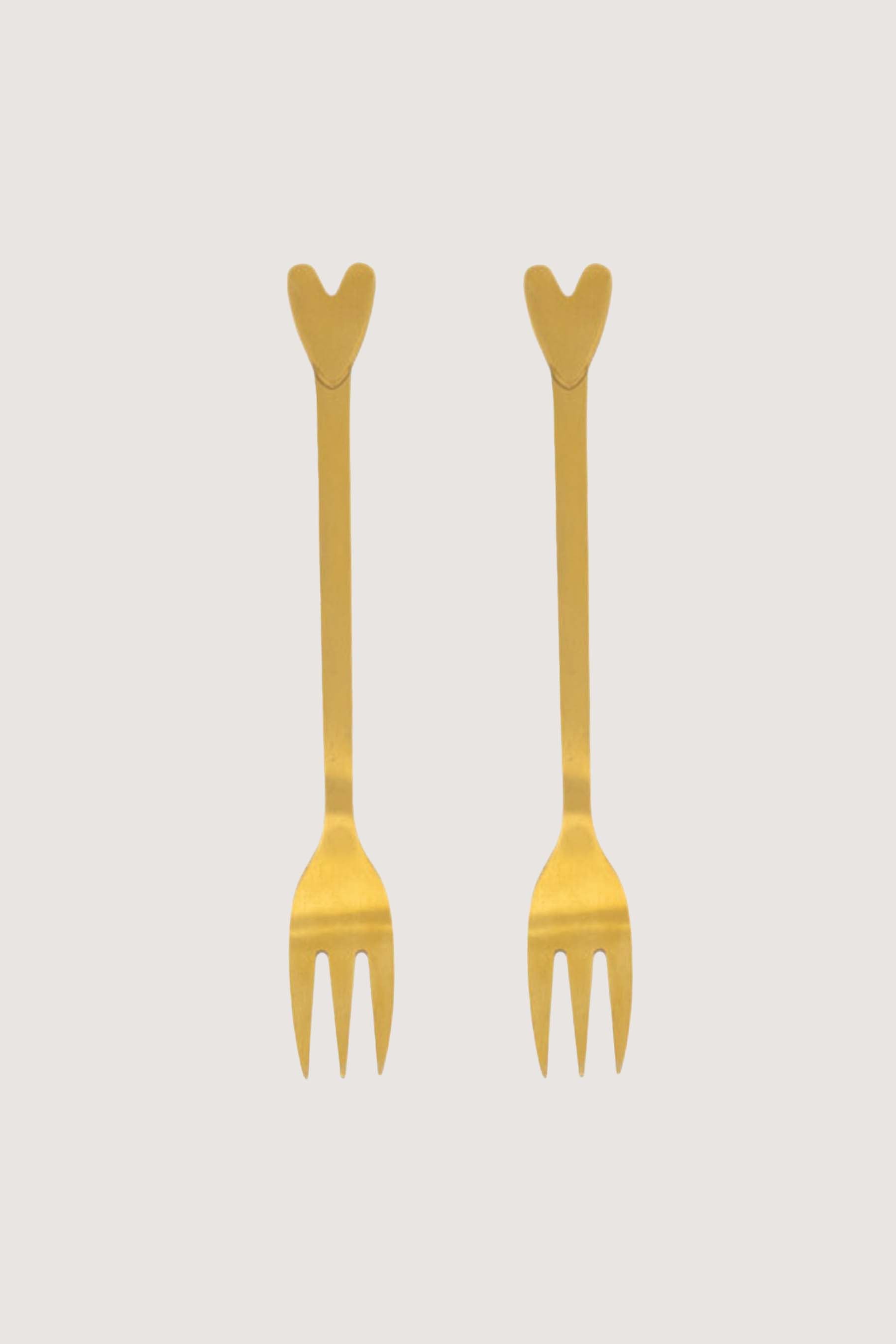 Zusss | Cake forks heart set of 2 gold