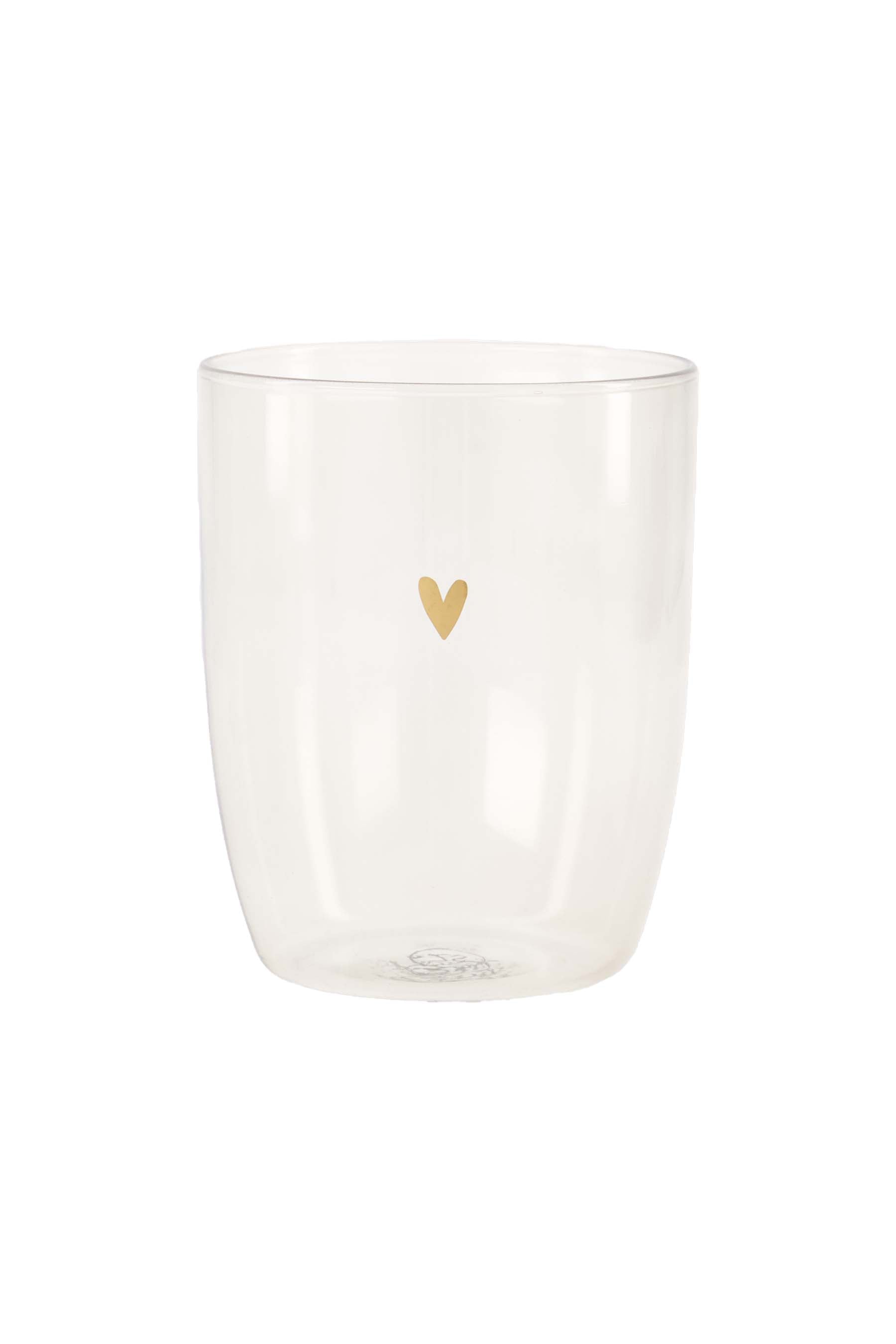 Zusss | Drinking glass heart brown / gold