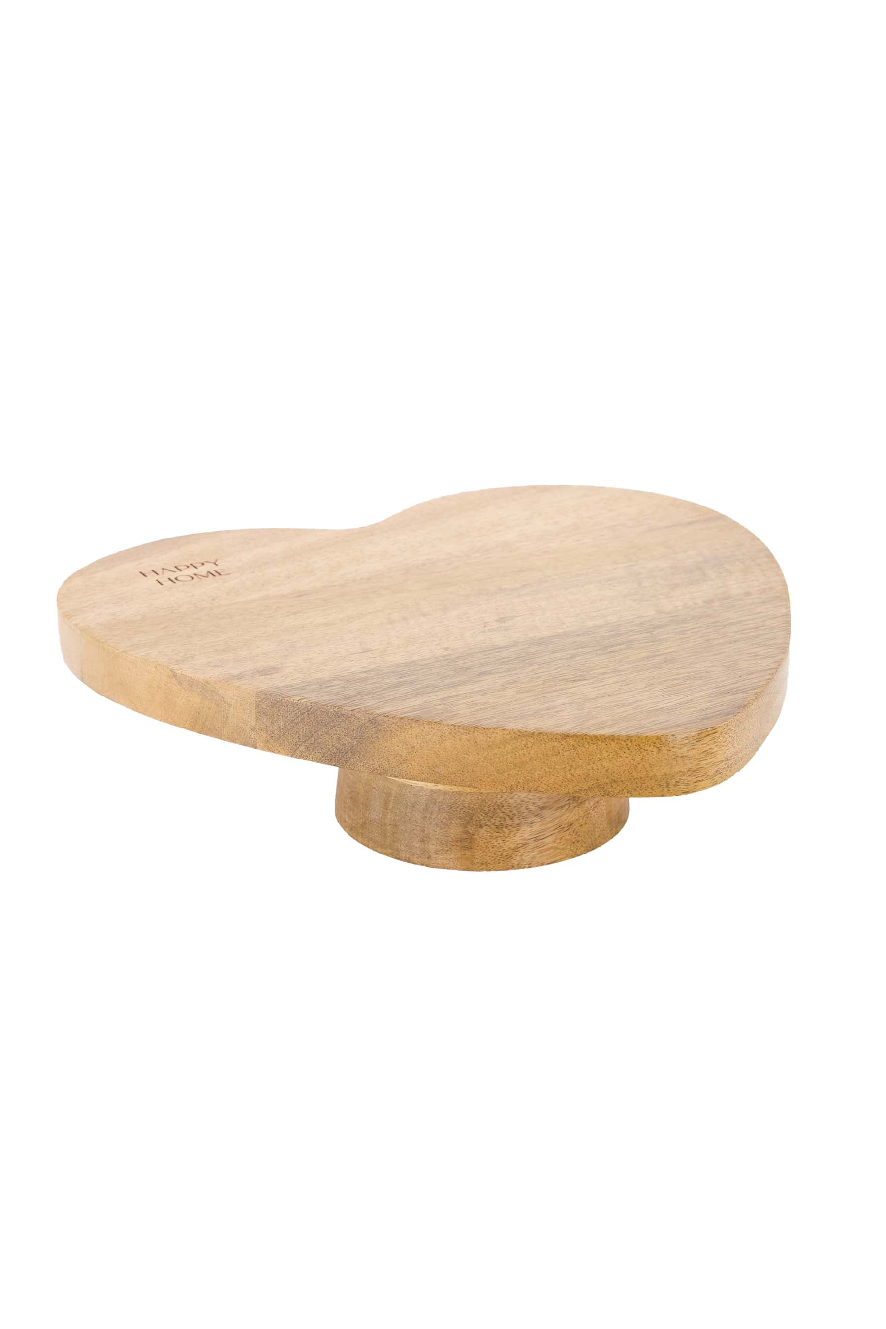 Zusss | Serving tray wood heart shape happy home naturel