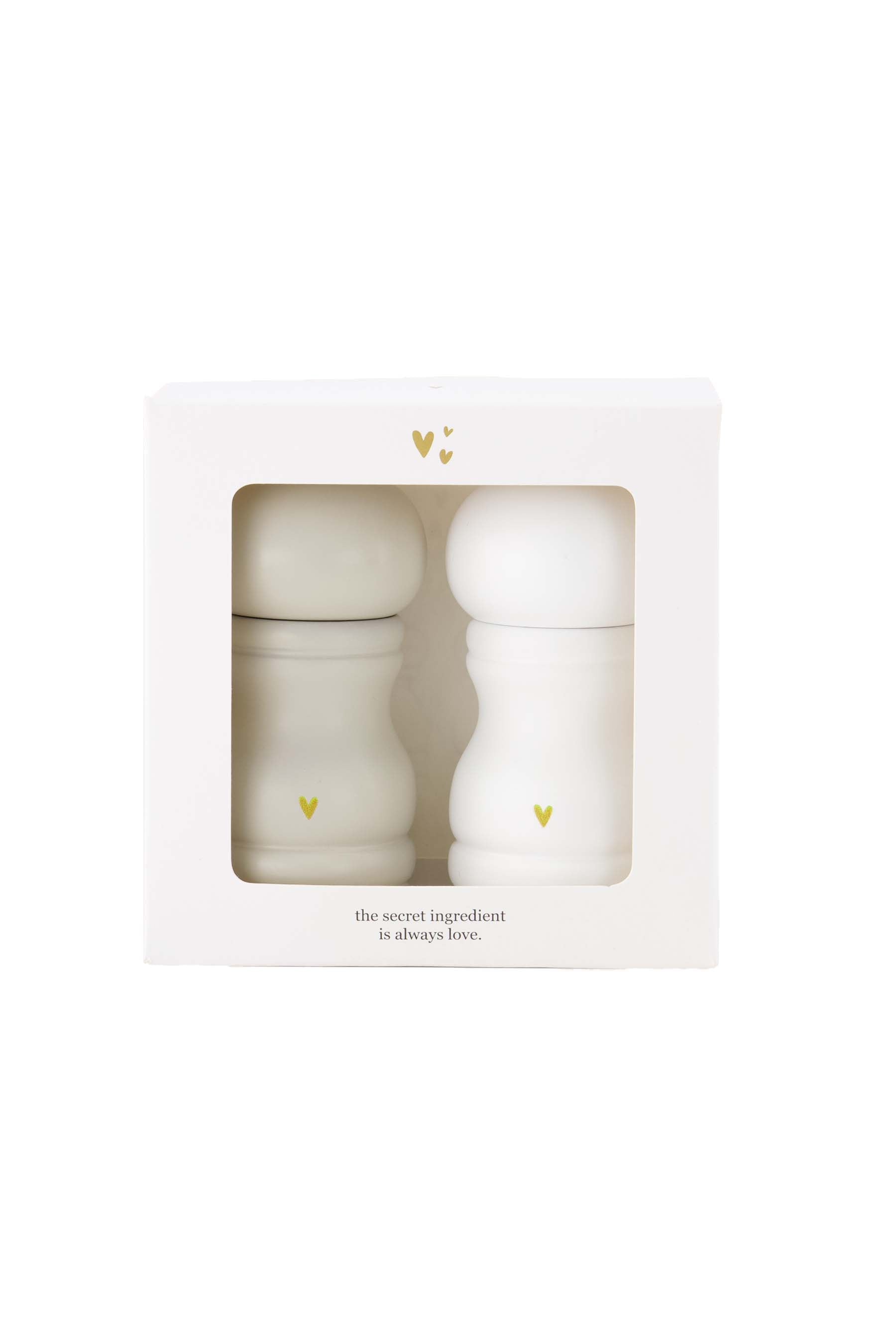 Zusss | Salt & pepper set heart white / gold