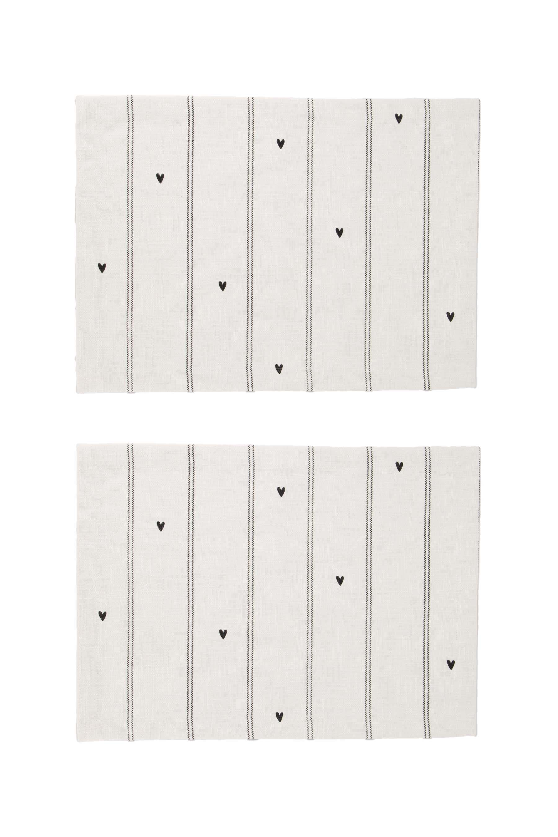 Zusss | Set van 2 placemats strepen/hartjes