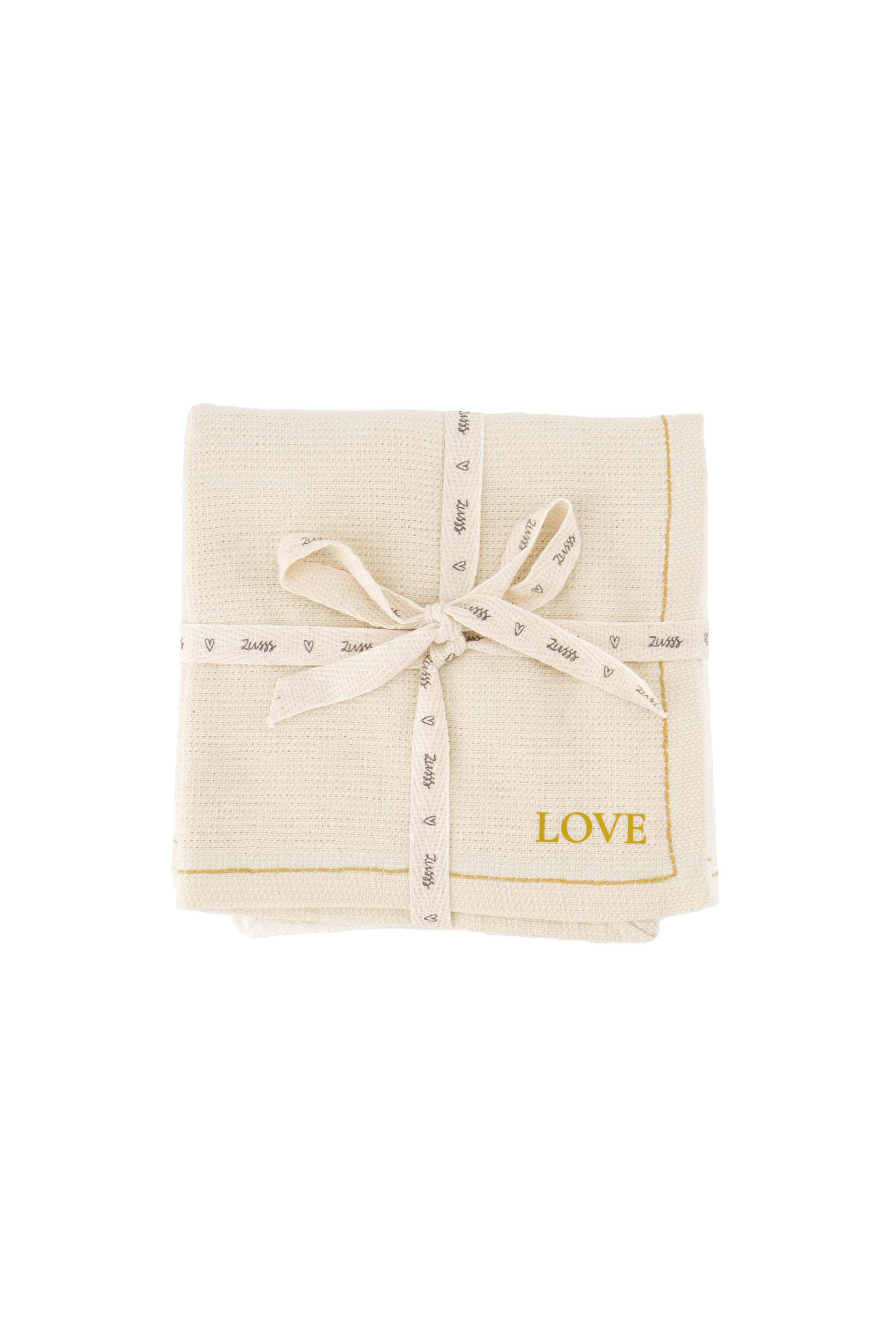 Zusss | Set of 4 dish cloths love white / gold