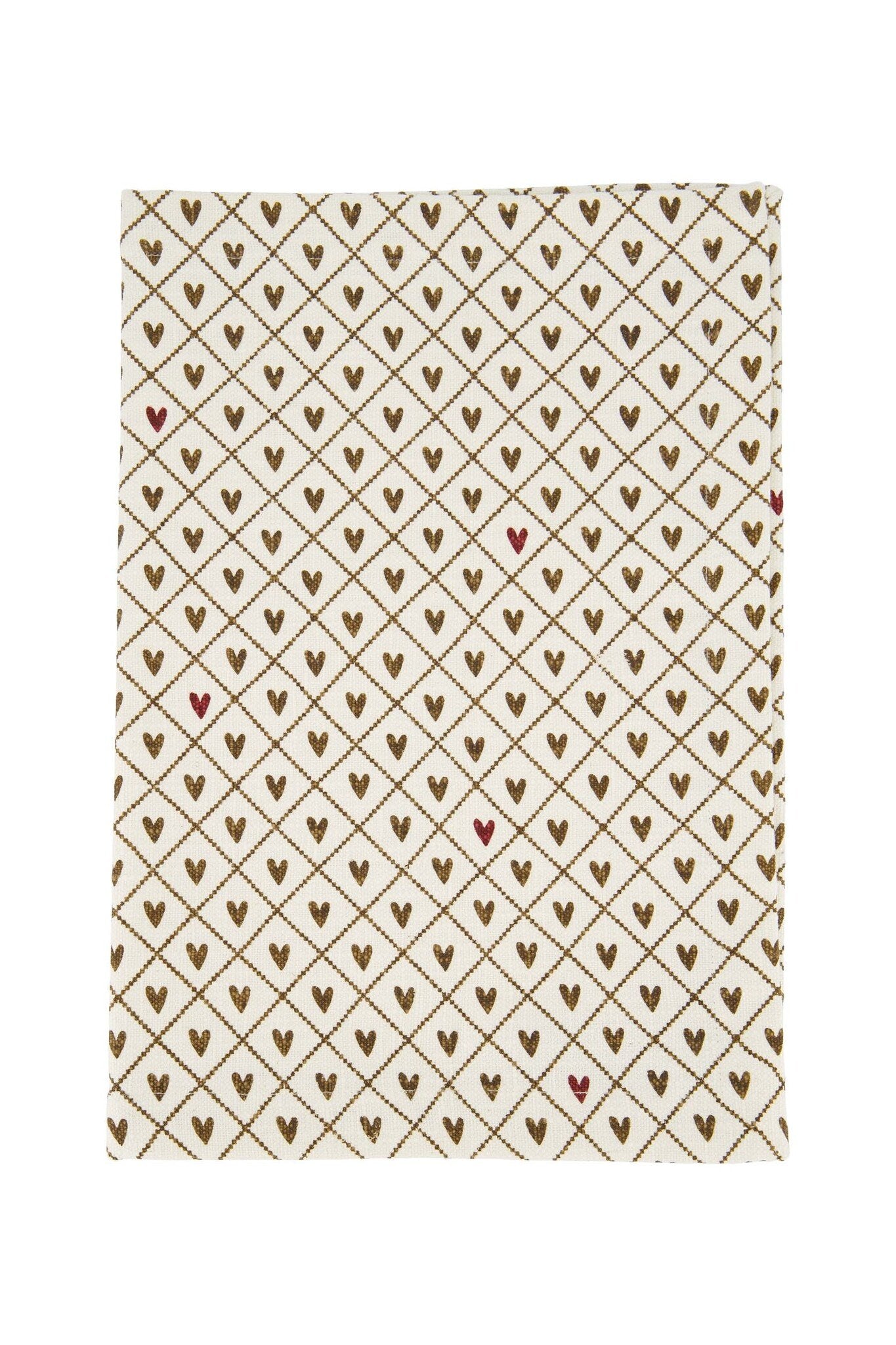 Zusss | Tafelloper lang hartjes zand/goud 300x49cm
