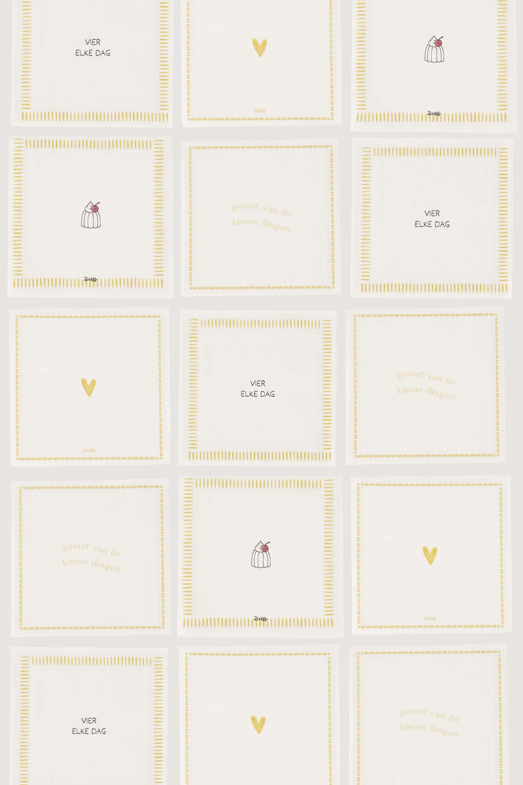 Zusss | Napkins square vier elke dag white / ochre