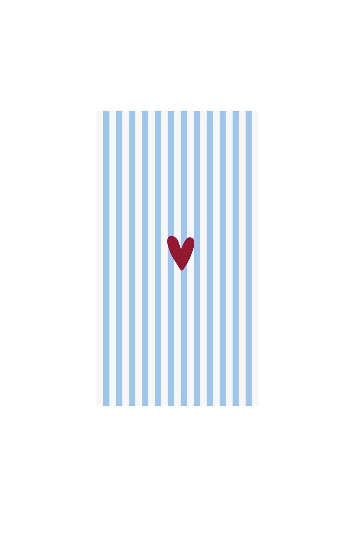 Zusss | Servetten streep hartje 11x20cm blauw/wit