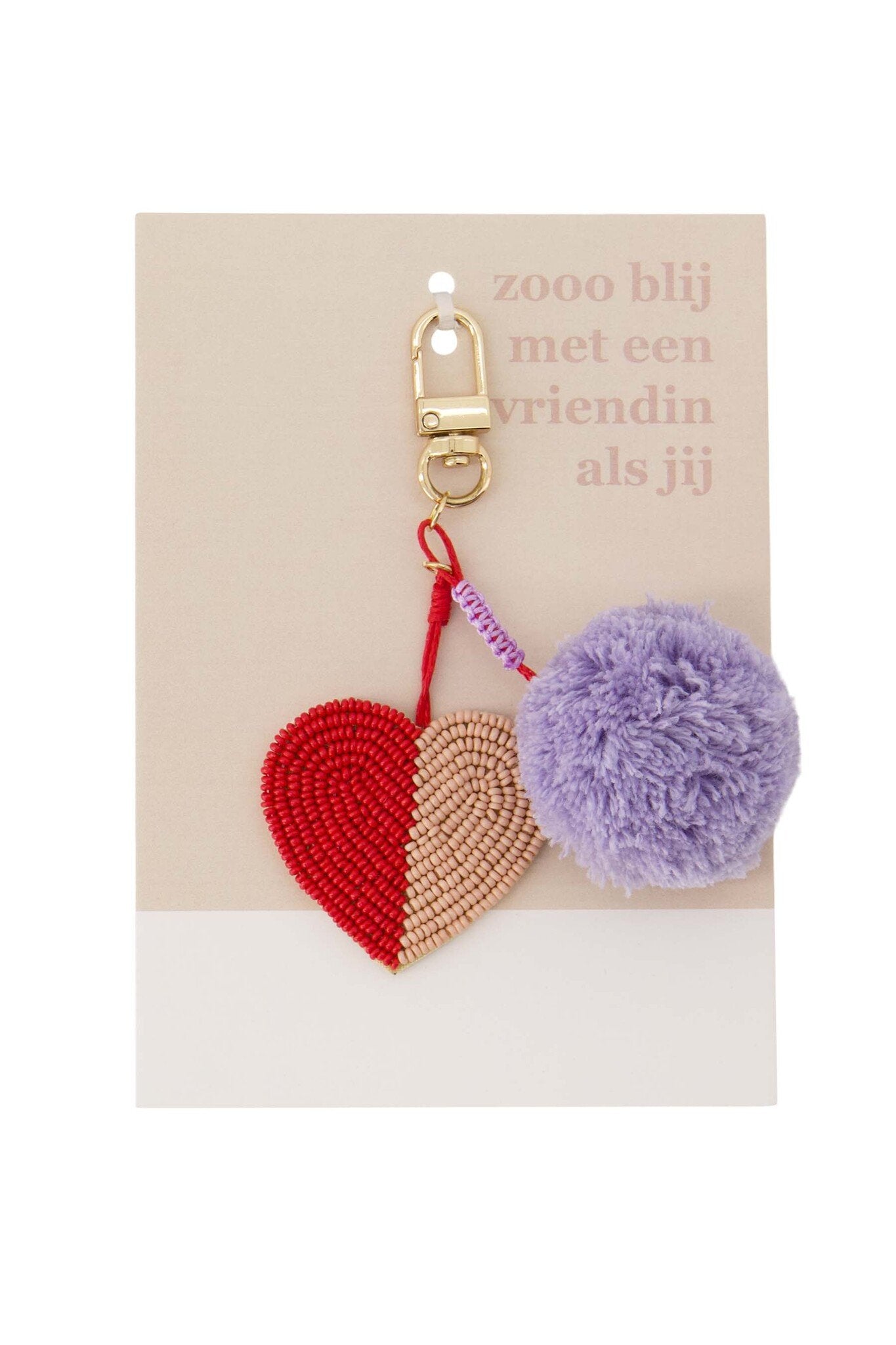 Zusss | Ansichtkaart tashanger pompon hart zo blij