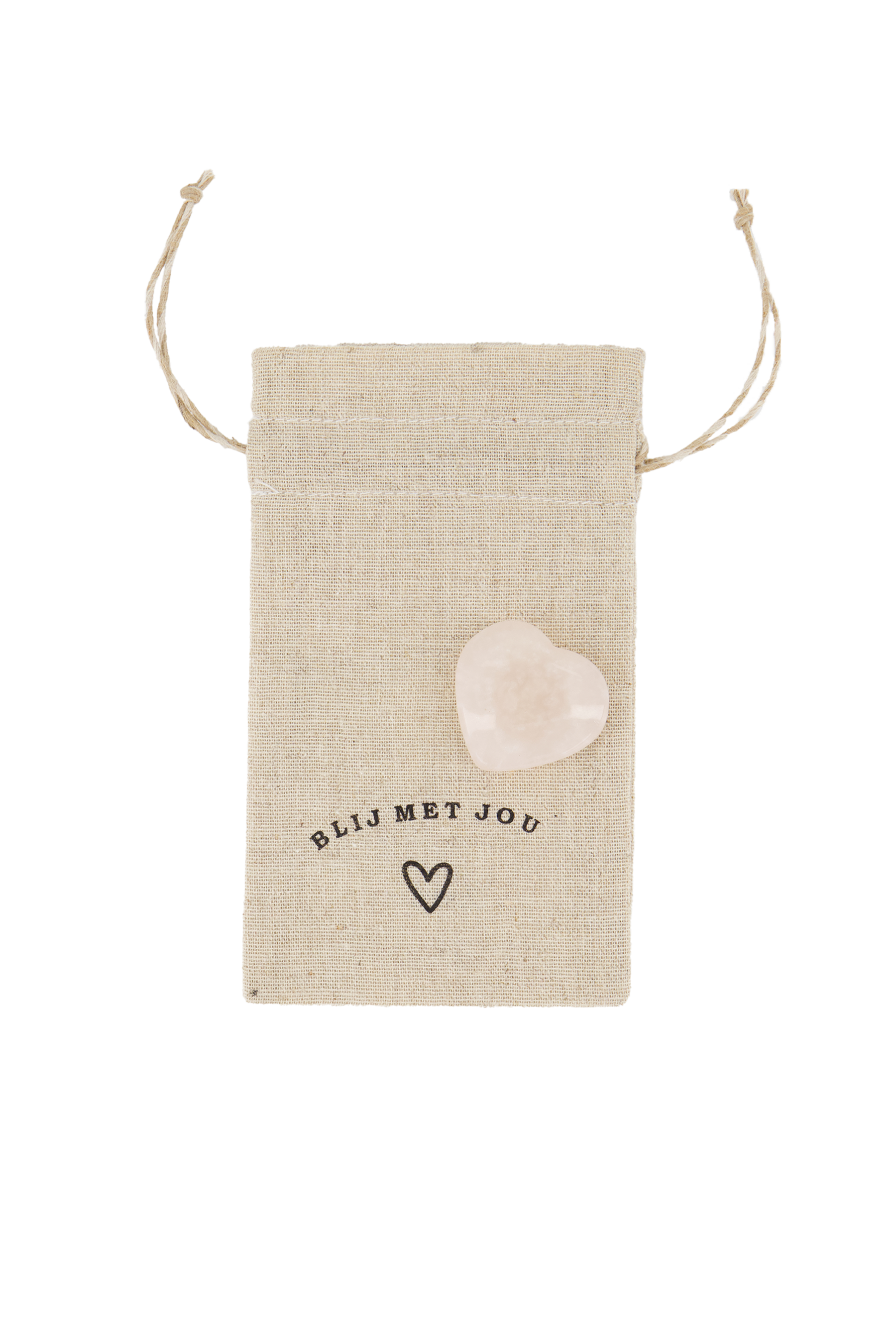 Zusss | Lucky stone in pouch blij met jou sand / gold