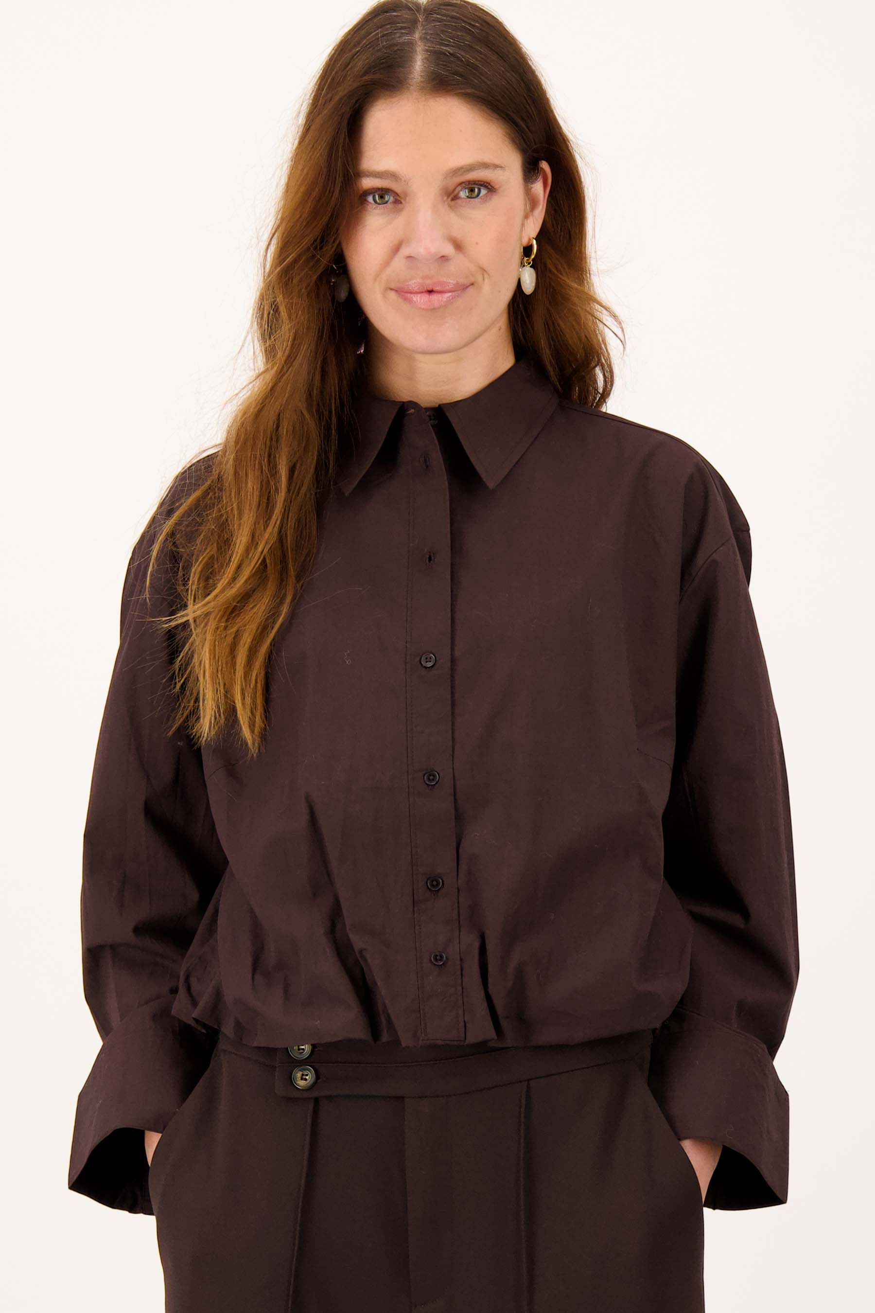 Zusss | Blouse balloon dark choco