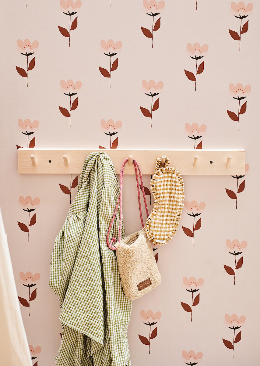 Bibelotte | Behang Retrobloem roze