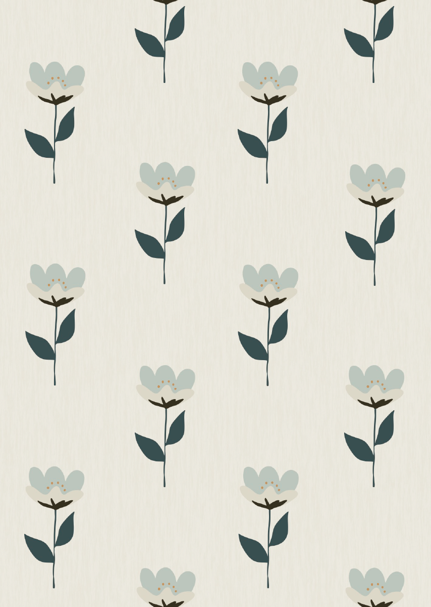 Bibelotte | Behang Retrobloem blauw