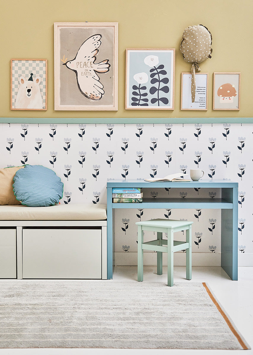 Bibelotte | Behang Retrobloem blauw