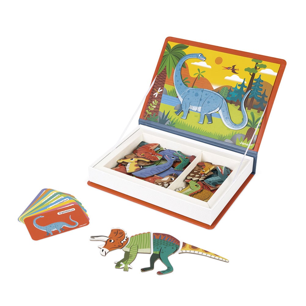 Janod | Magneetboek dinosaurus
