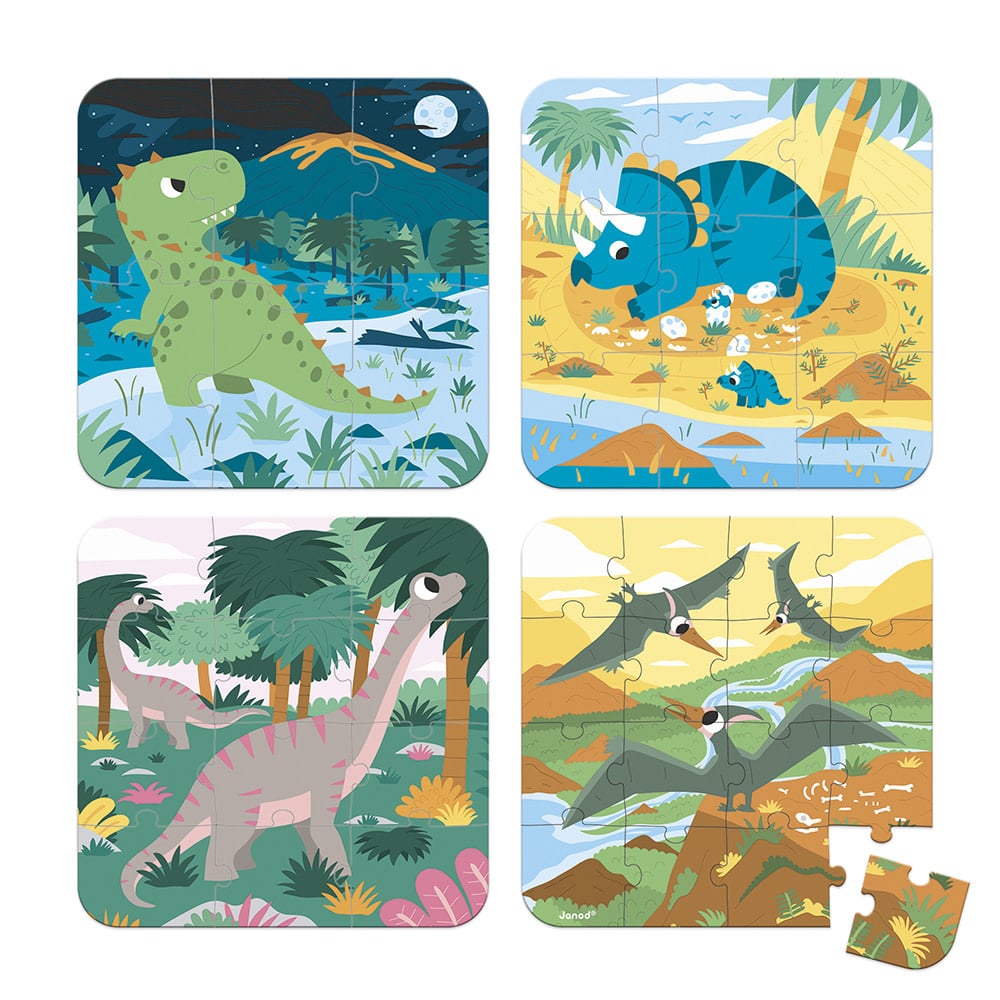 Janod | 4 puzzels dinosaurus