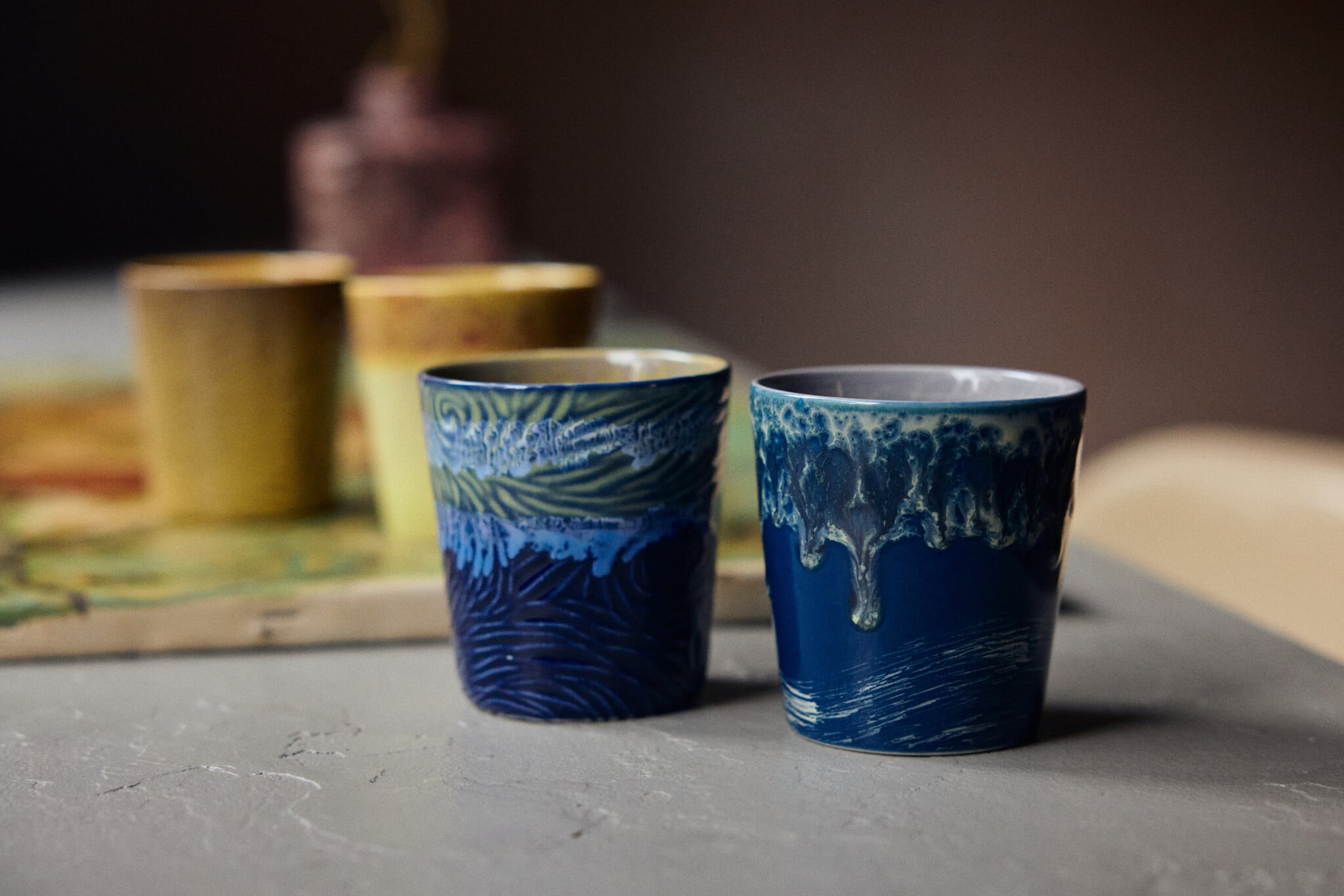 HK Living | 70's servies Van Gogh koffiekopje starry night set van 2