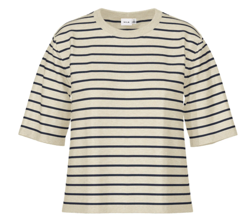 Vila | Top Malu sandshell/navy NOOS