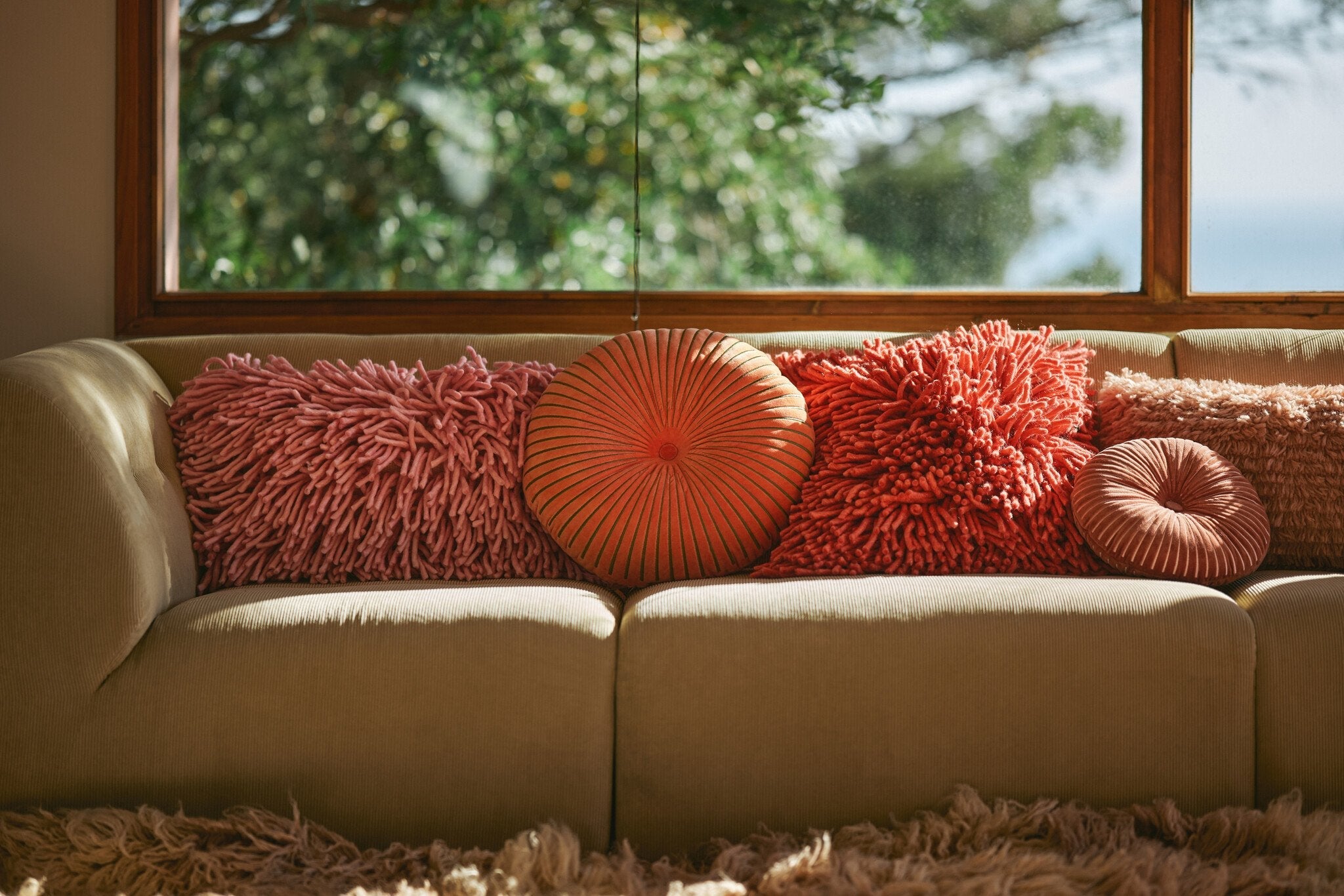 HK Living | Kussen ripple burgundy 35cm