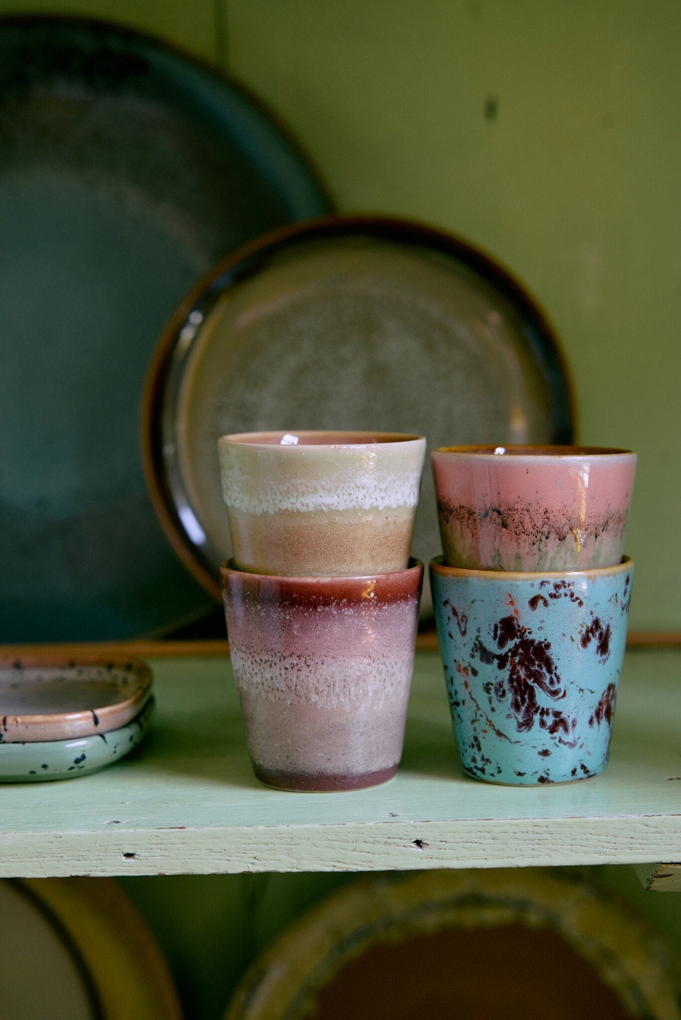 HK Living | 70's servies ristrettomokjes Futurism set van 4