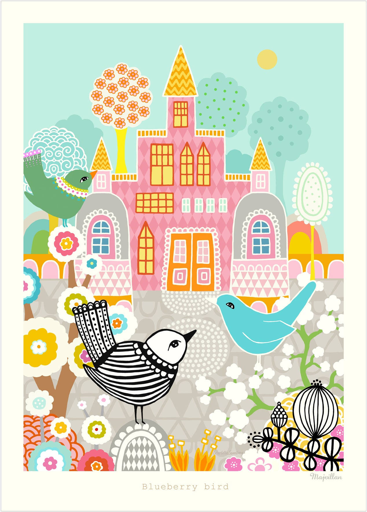 Majvillan | Poster blueberry bird 50x70cm