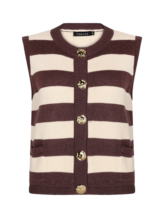 Ydence | Top Judith knitted brown ecru