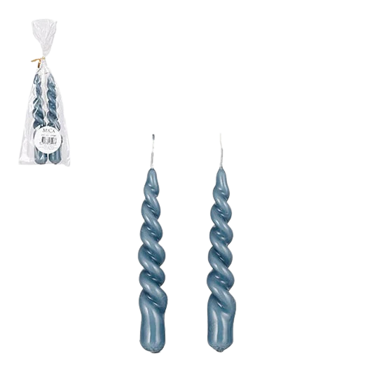 Selected by | Twist kaars blauw glanzend set van 2
