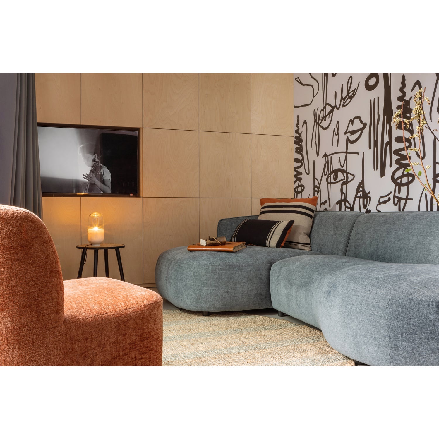 Woood | Draaifauteuil Atty velvet oranje