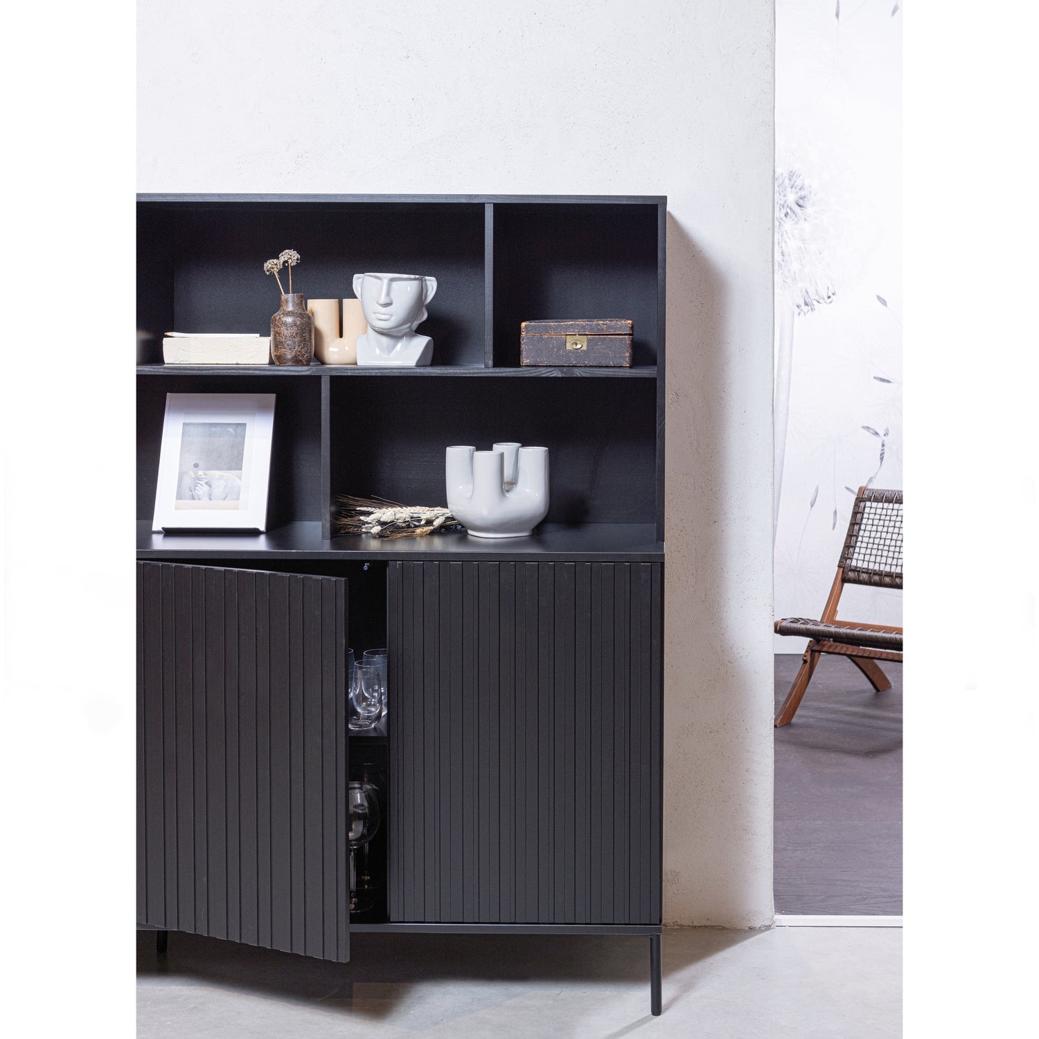 Woood | Wandkast Gravure zwart