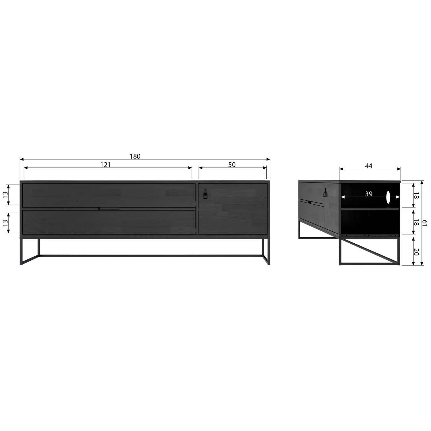 Woood | Tv meubel Silas 180cm grenen dust