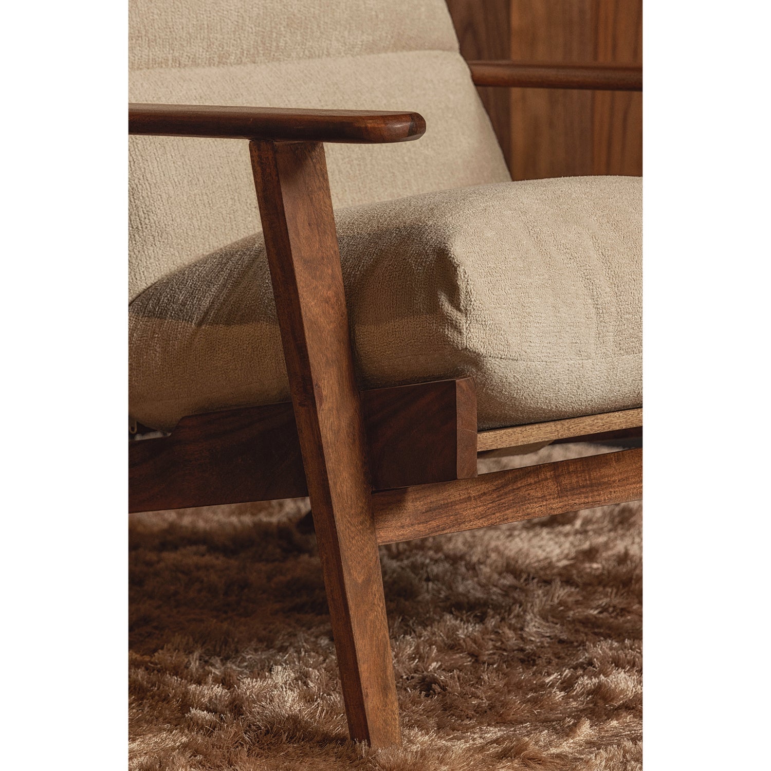 Woood | Fauteuil Houston boucle/hout naturel