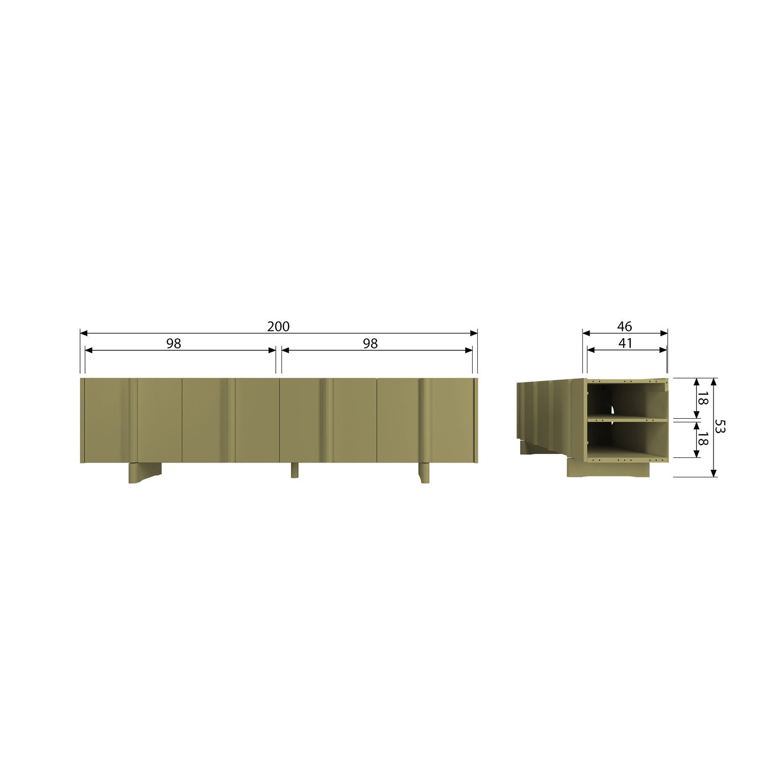 Woood | Tv meubel Basu 200cm moss