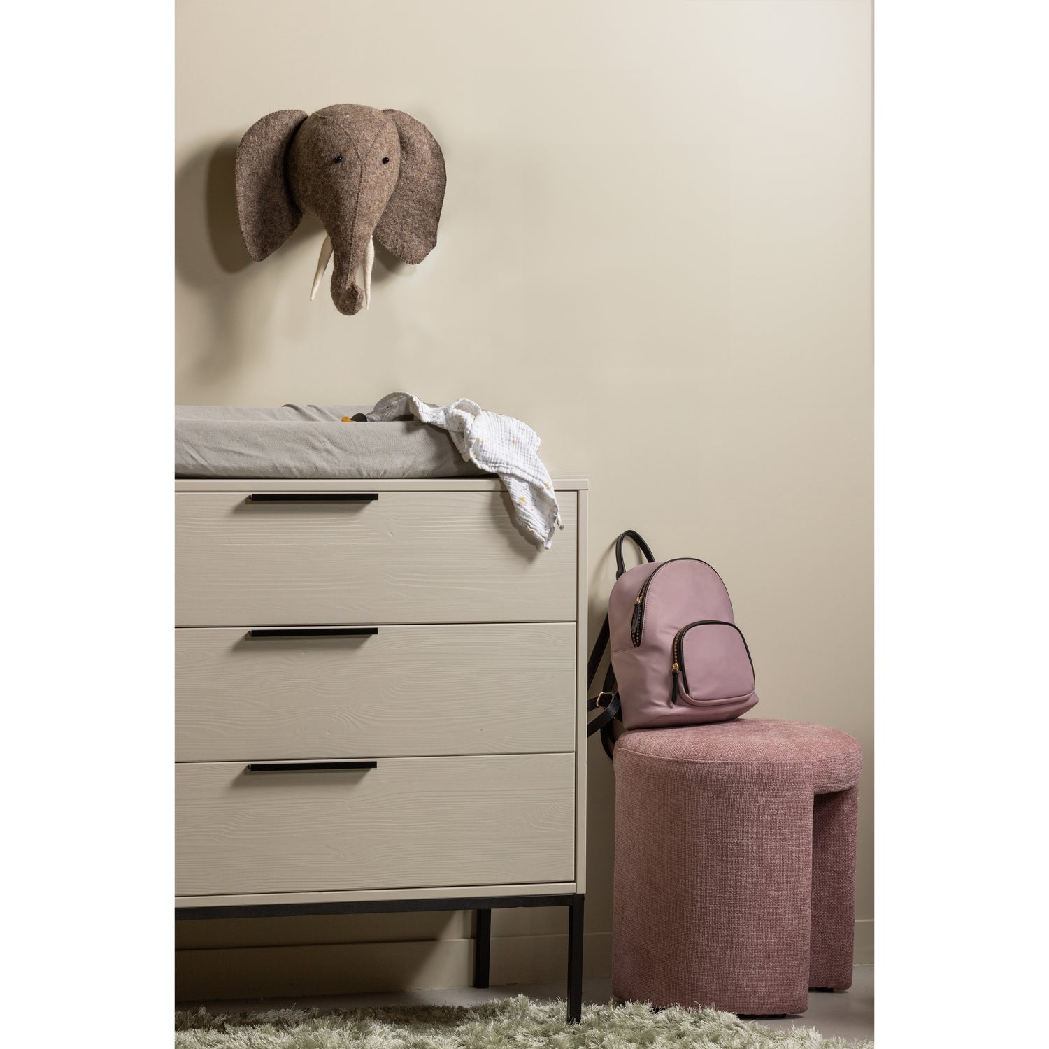 Woood | Kruk Charlie gestoffeerd blush