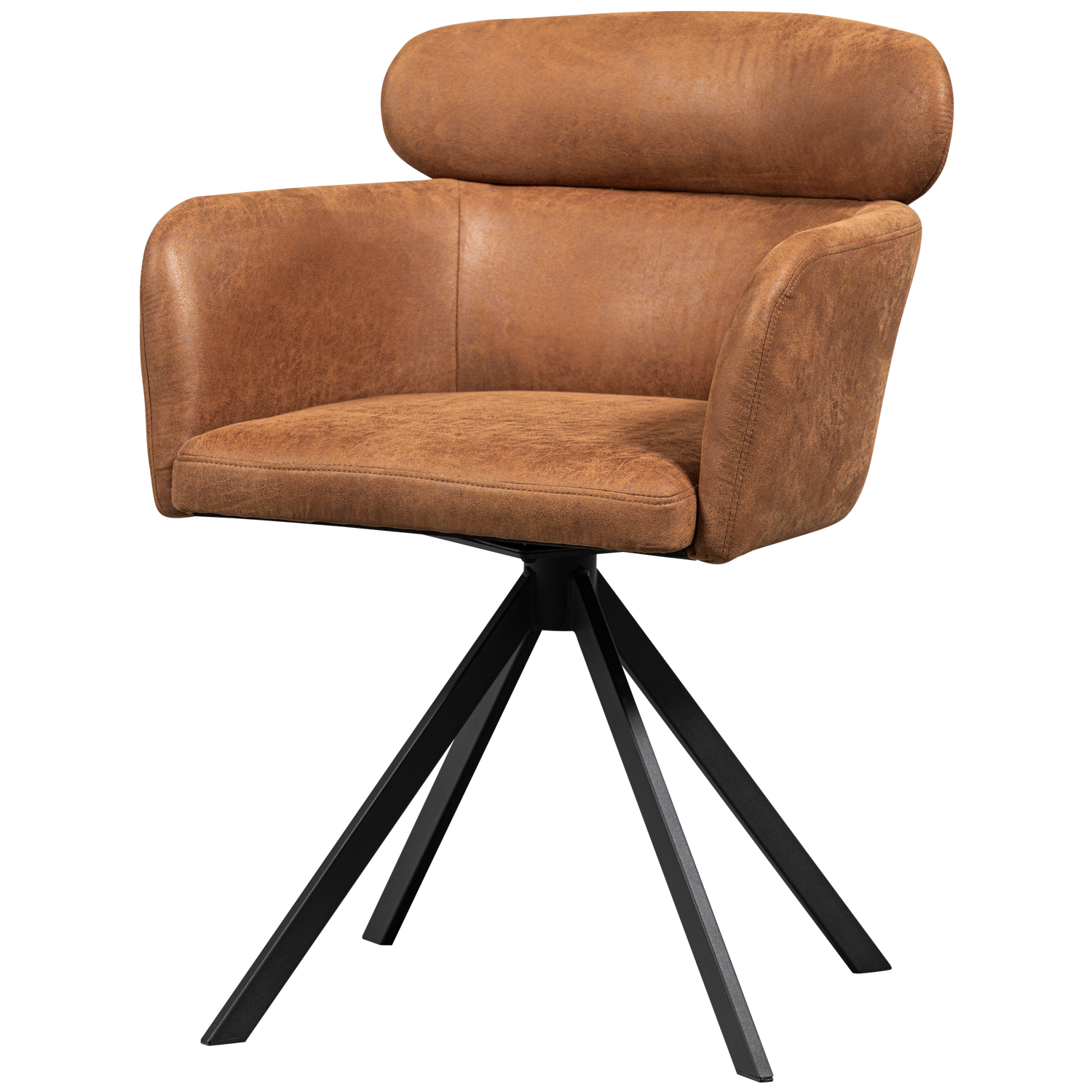 Woood | Eetkamerstoel draaibaar Fenne leerlook cognac