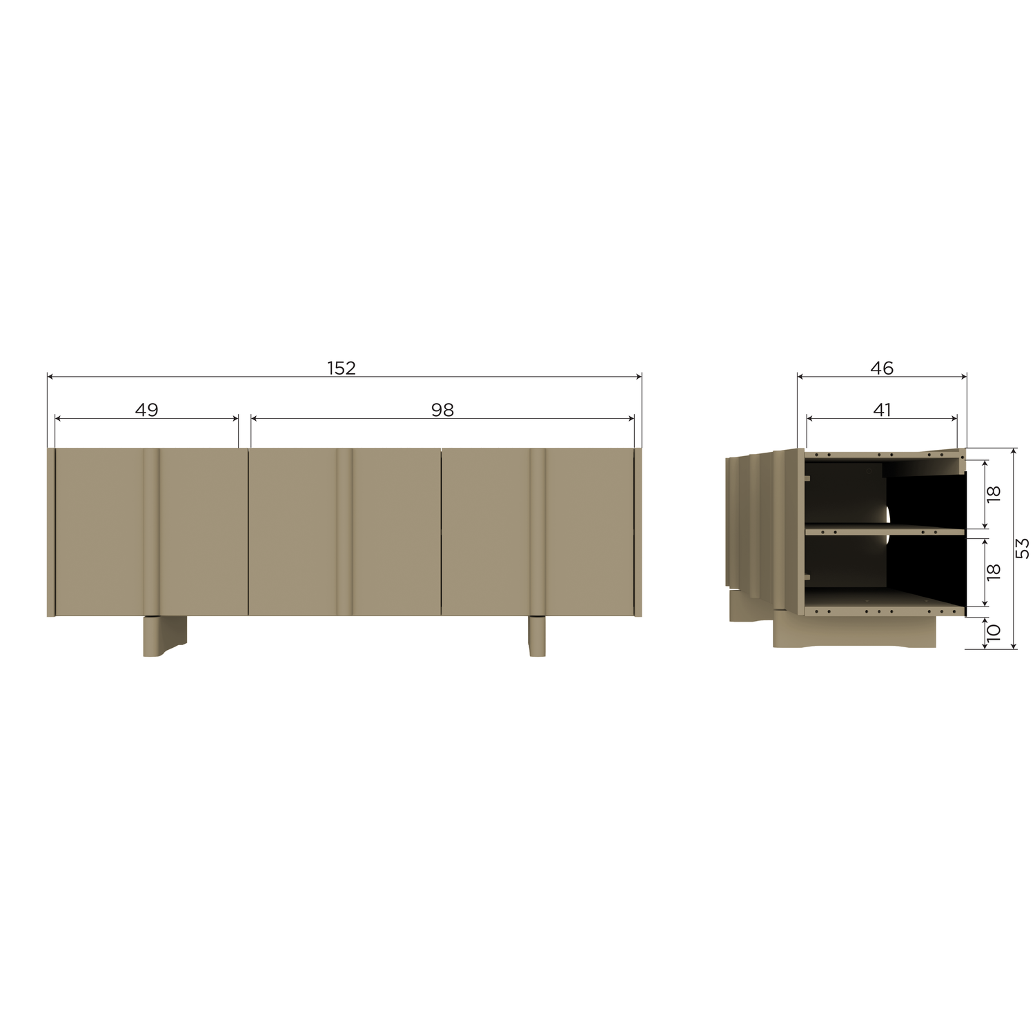 Woood | Tv meubel Basu 152cm moss
