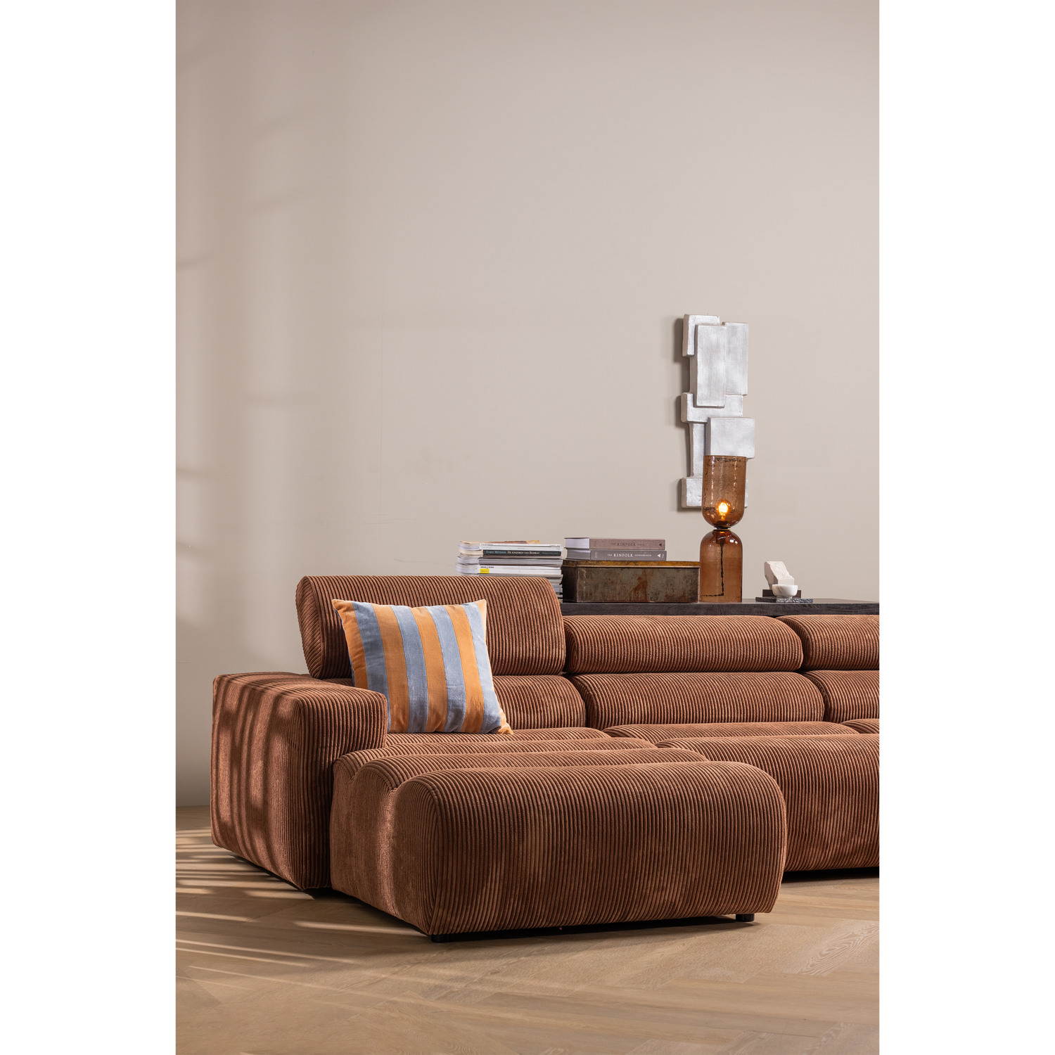 Woood | Tafellamp Gigi gehamerd glas bruin