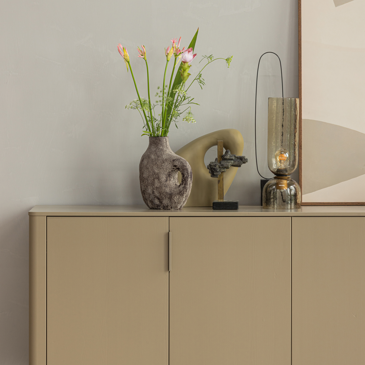 Woood | Tafellamp Gigi gehamerd glas naturel