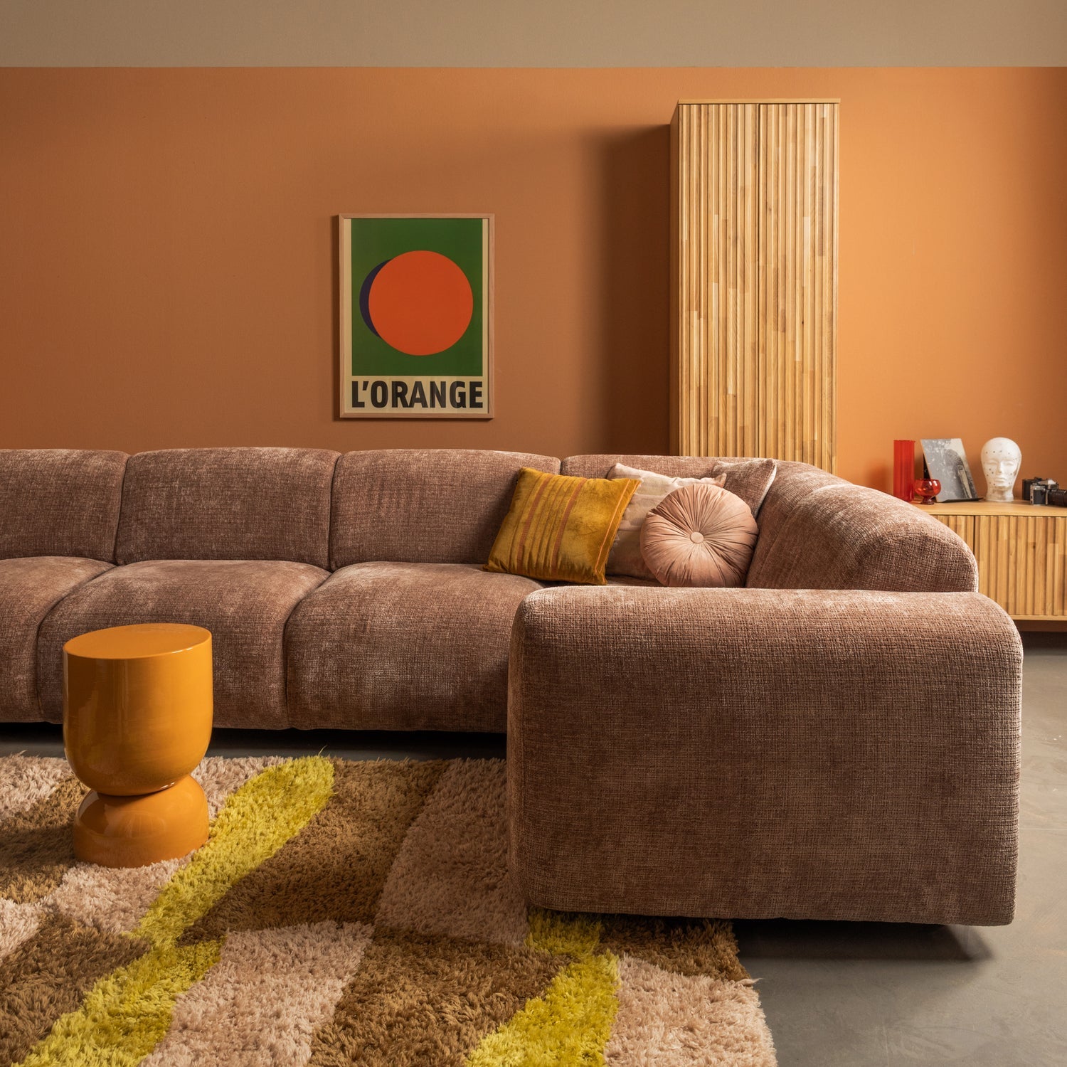 Woood | Vloerkleed Musa grafisch dessin naturel/geel