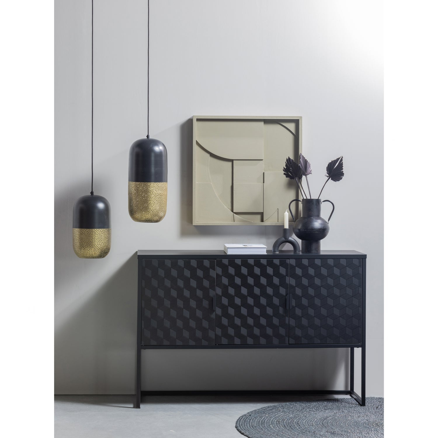 Wooood | Hanglamp Tirsa metaal zwart/messing