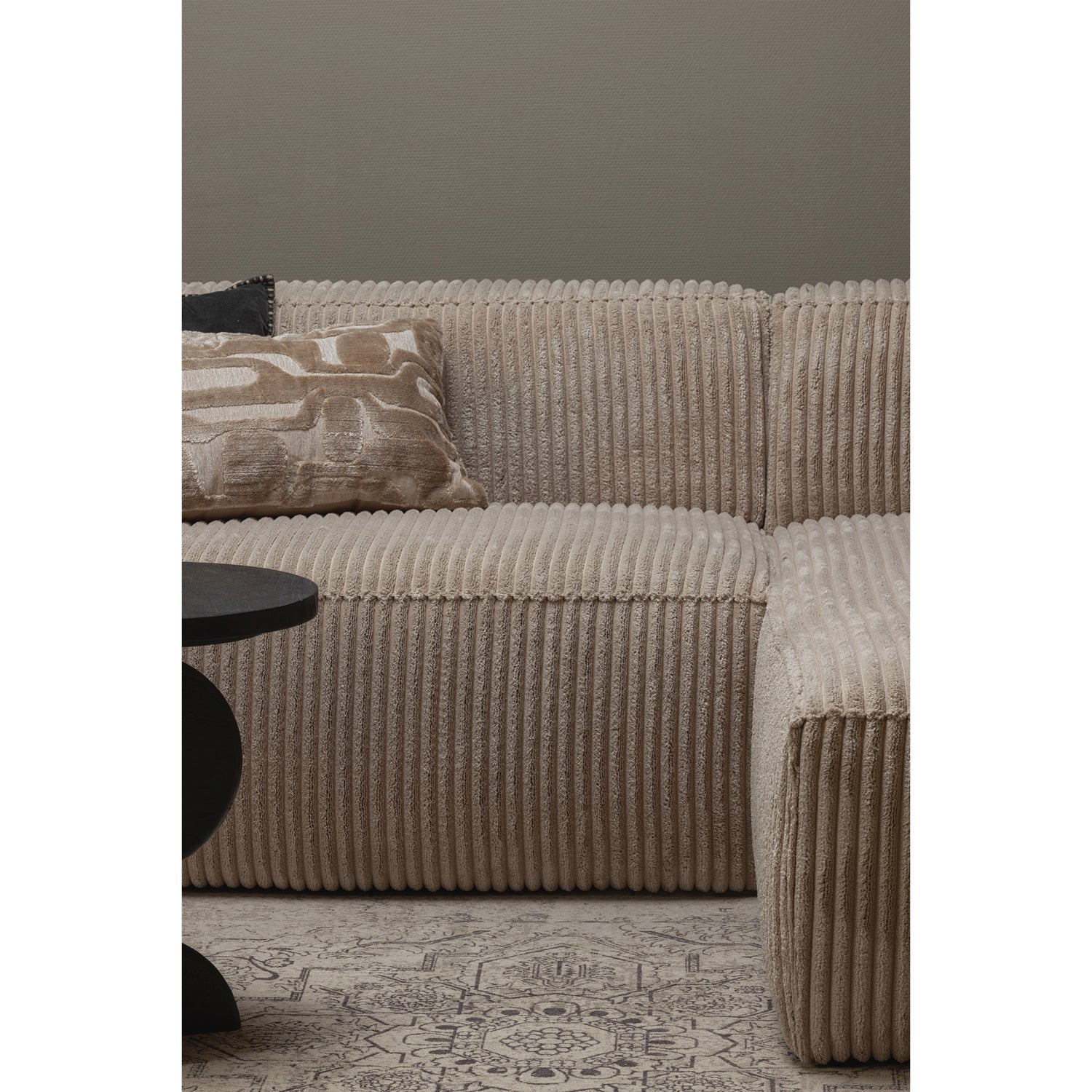 Woood | Chaise longue Bean rechts ribstof travertin
