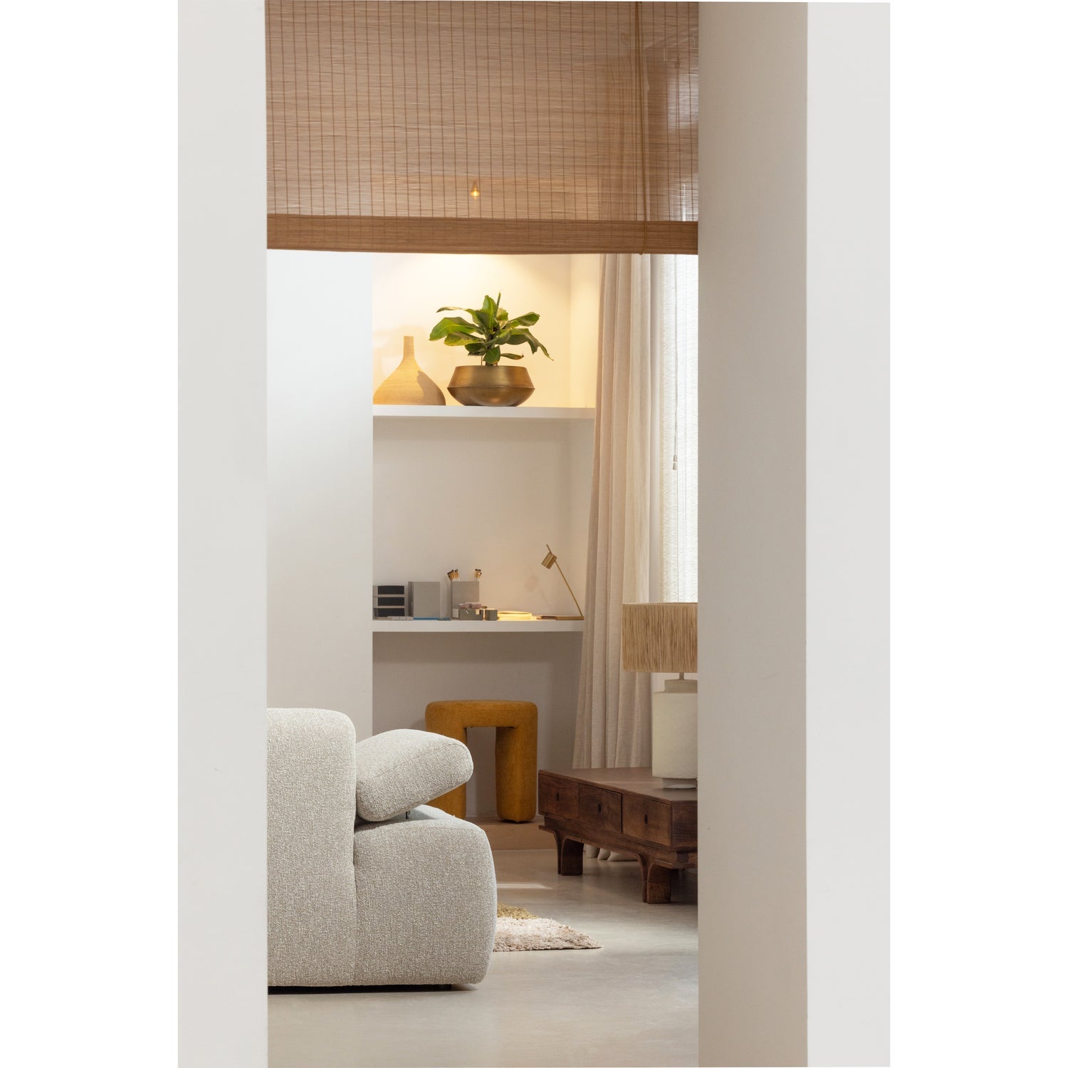 Woood | Chaise longue Mojo element  rechts boucle beige melange