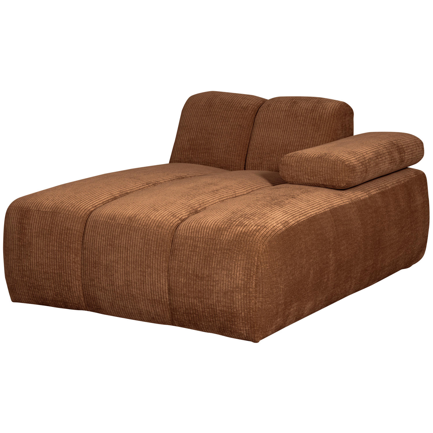 Woood | Chaise longue Mojo element rechts ribstof roestbruin