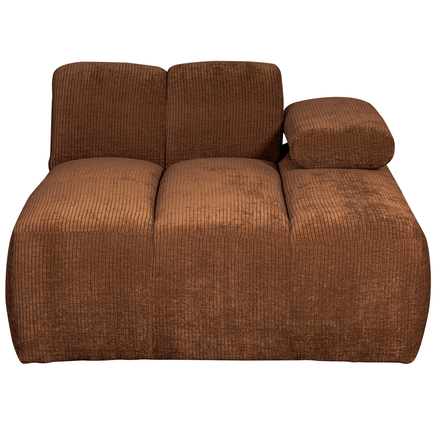 Woood | Chaise longue Mojo element rechts ribstof roestbruin